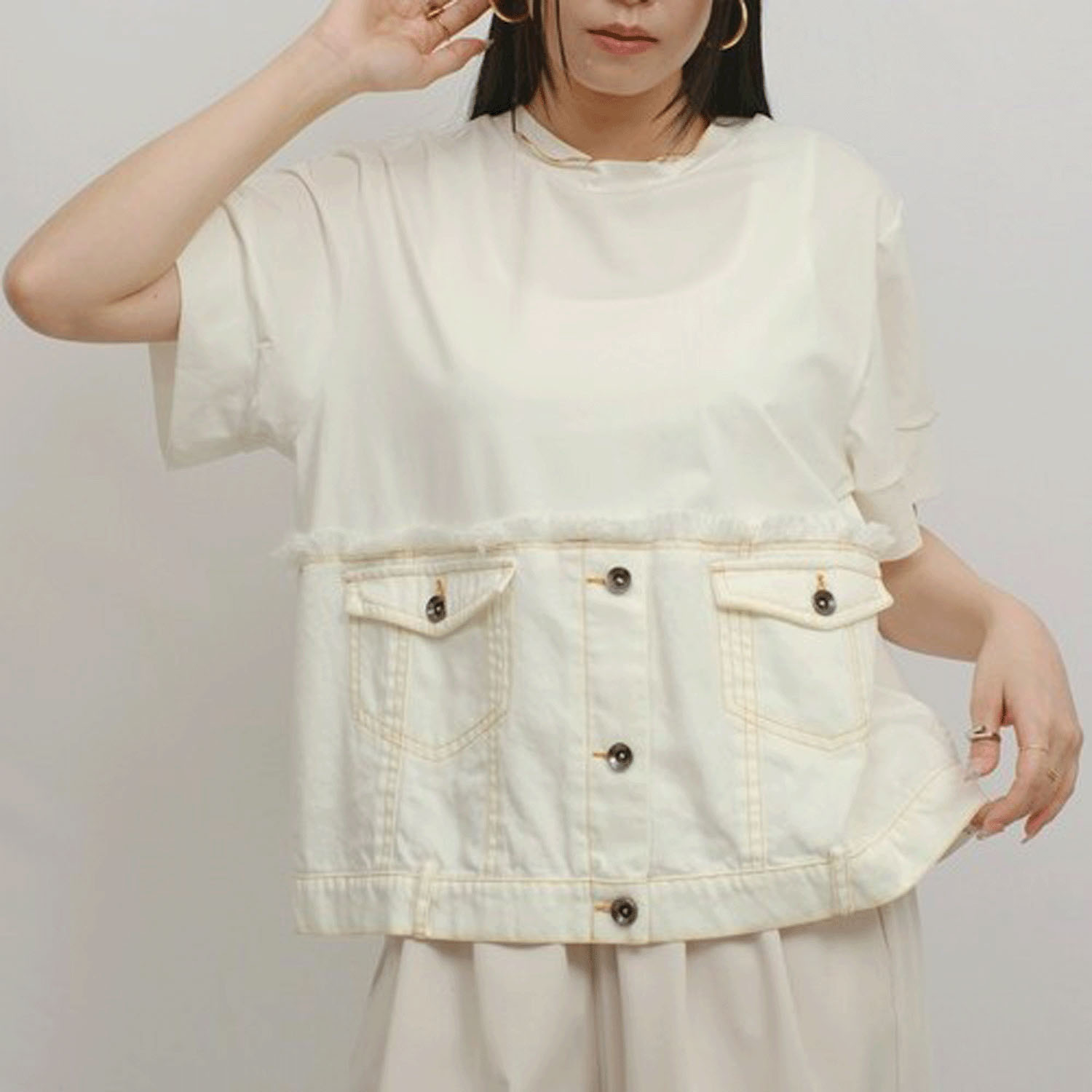 Palm Riche デニムドッキングトップス - 画像2