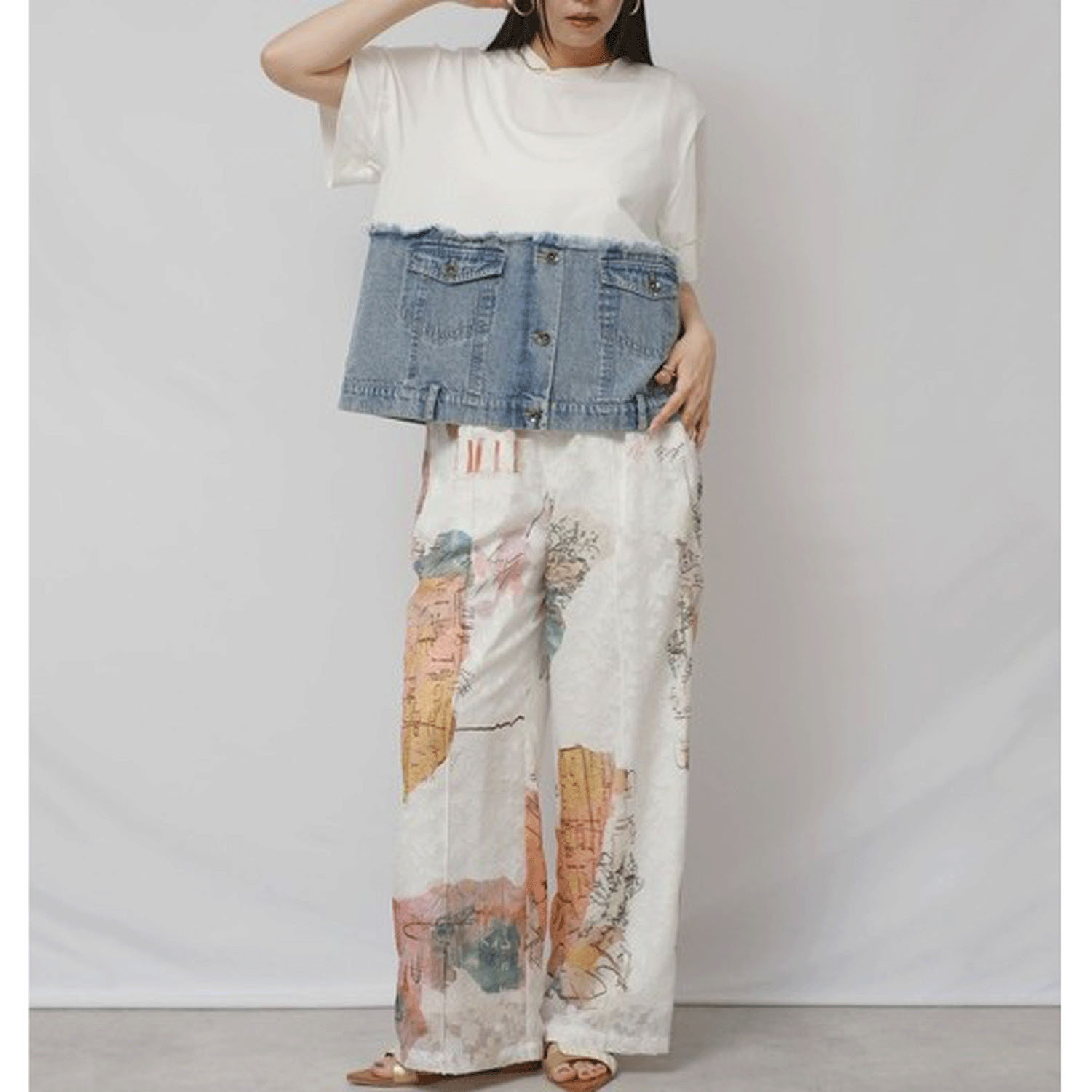 Palm Riche デニムドッキングトップス - 画像14