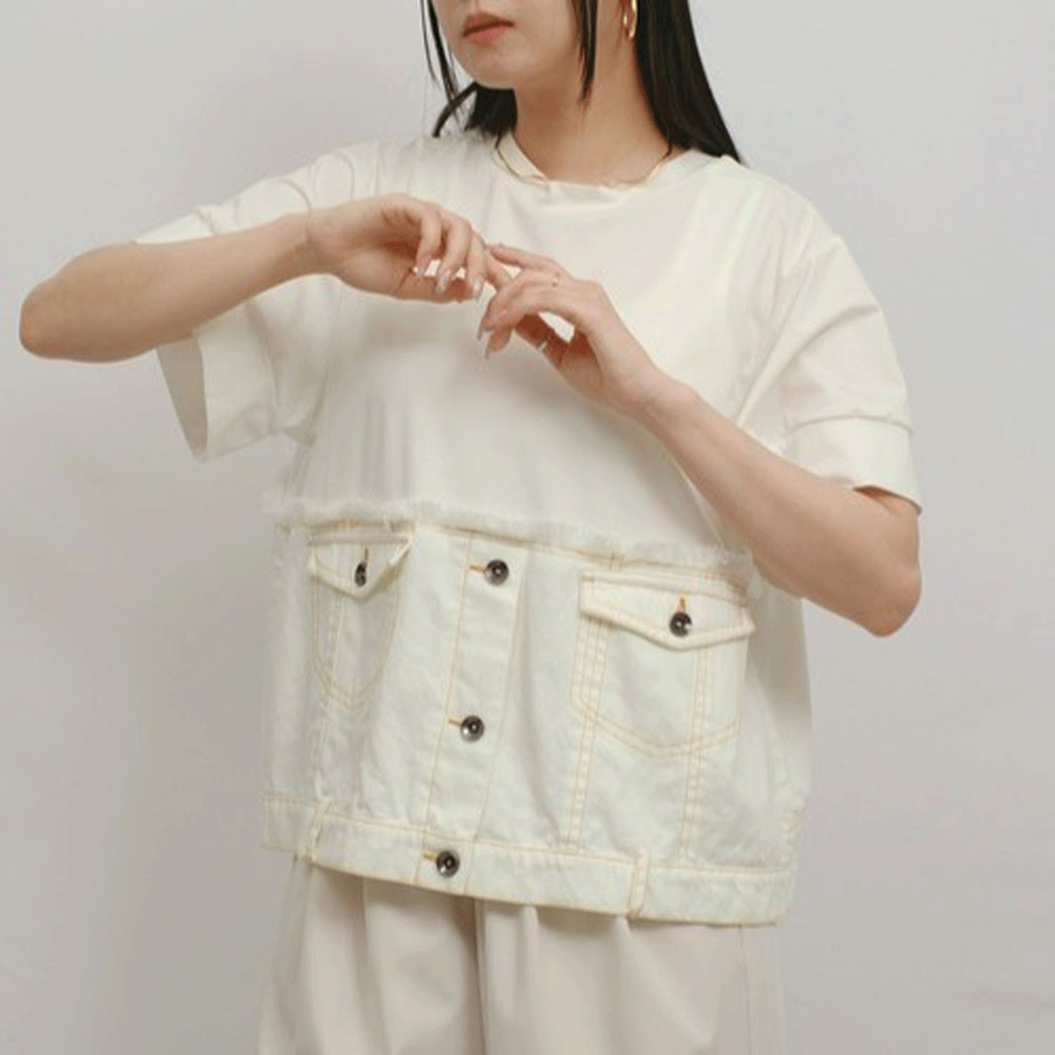 Palm Riche デニムドッキングトップス - 画像3