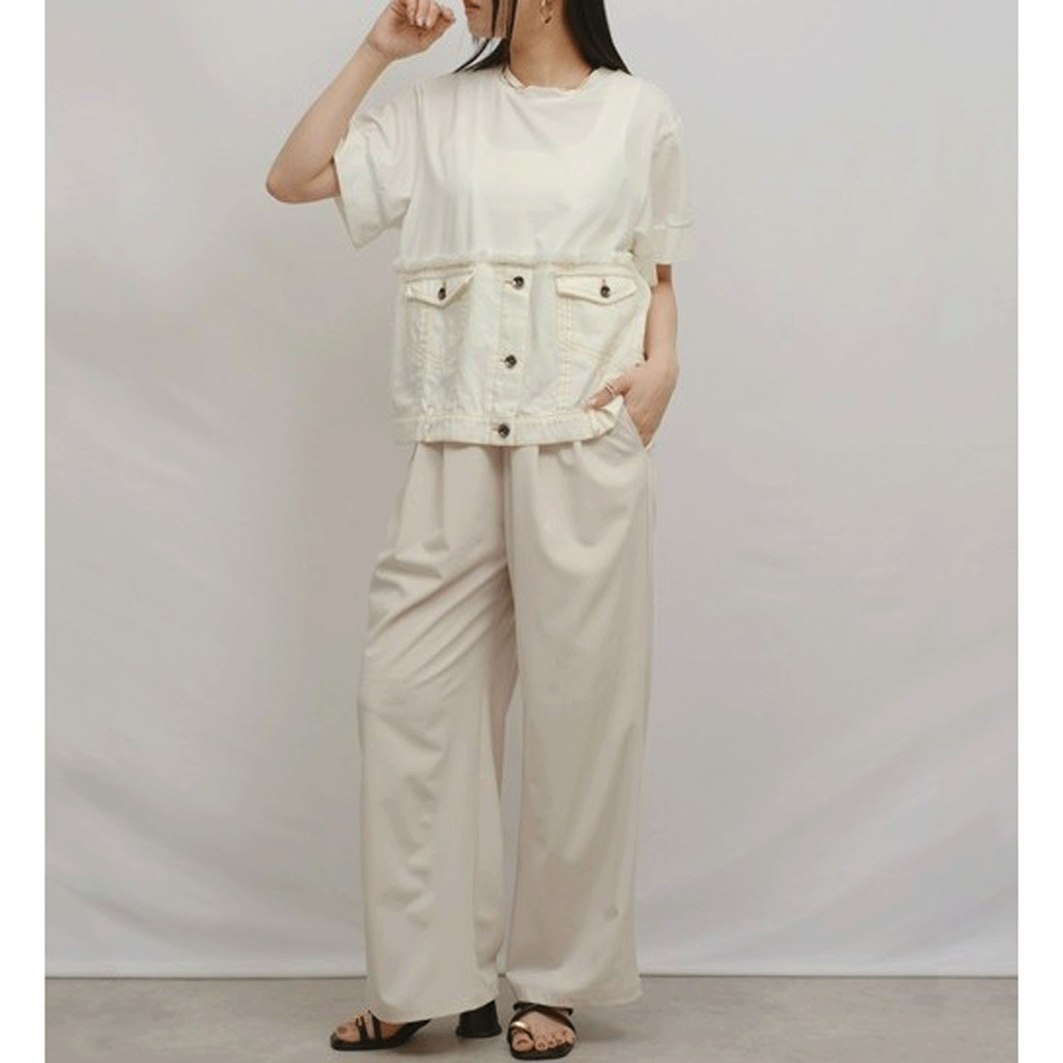 Palm Riche デニムドッキングトップス - 画像8