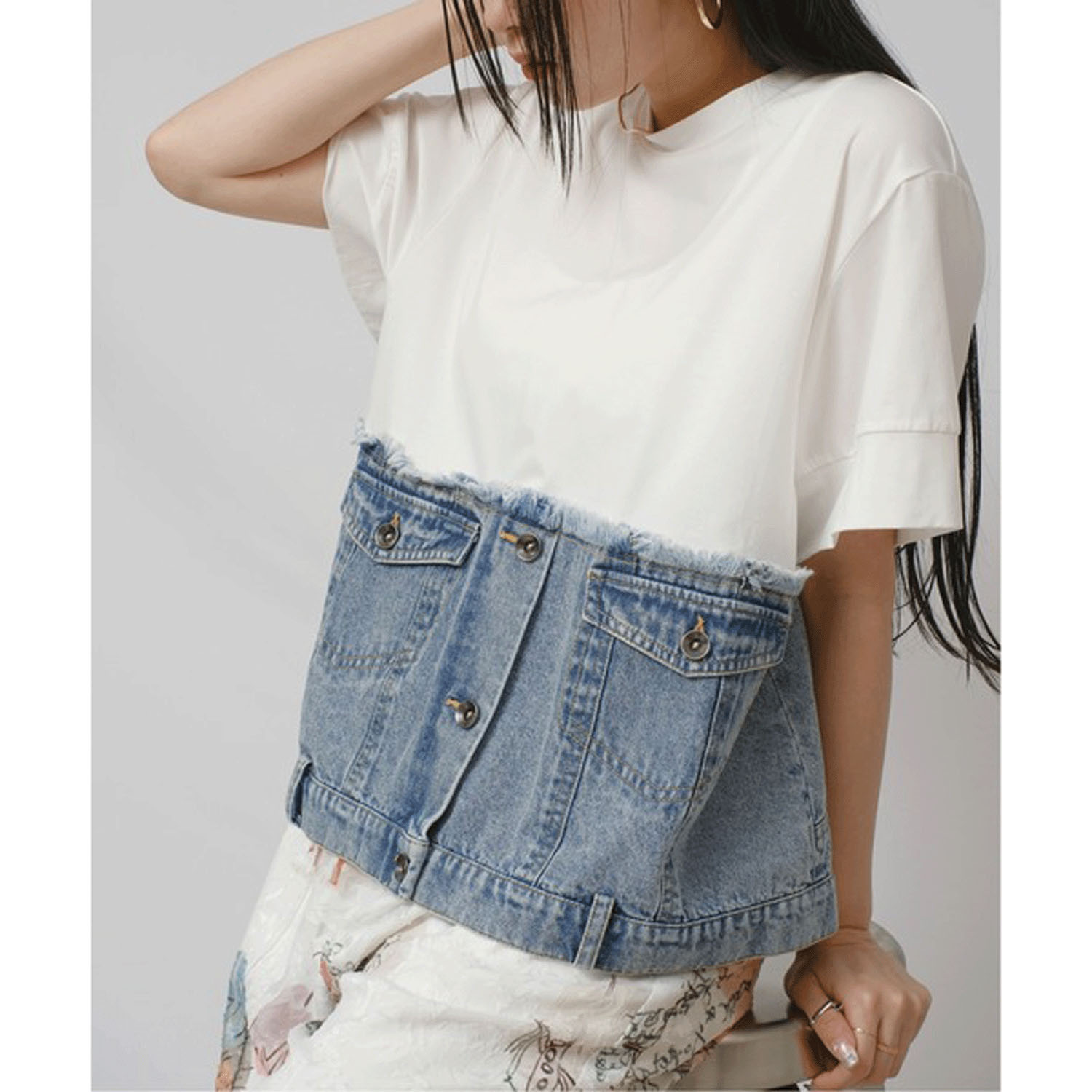 Palm Riche デニムドッキングトップス