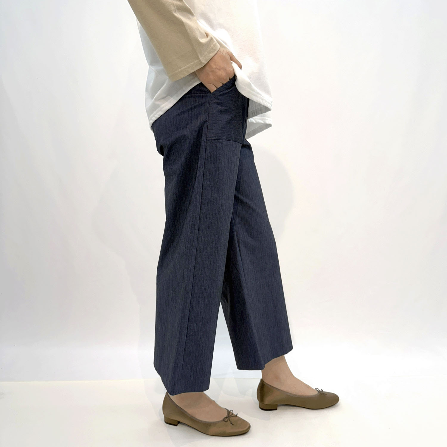 バックラッシュストライプワイドパンツ - 画像2