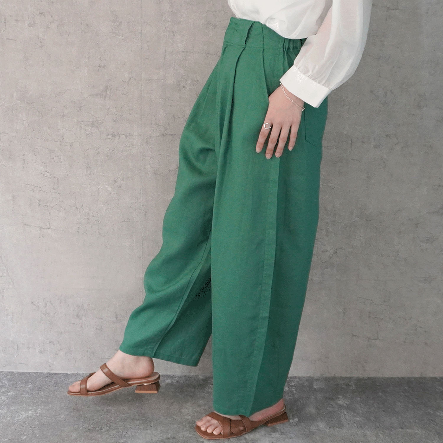 nod 麻100％バナナワイドパンツ - 画像15