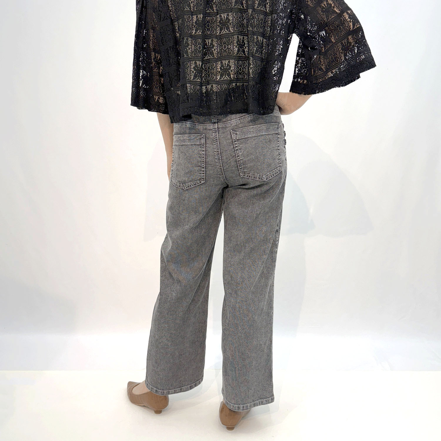 メッシュデニム釦使いワイド - 画像3