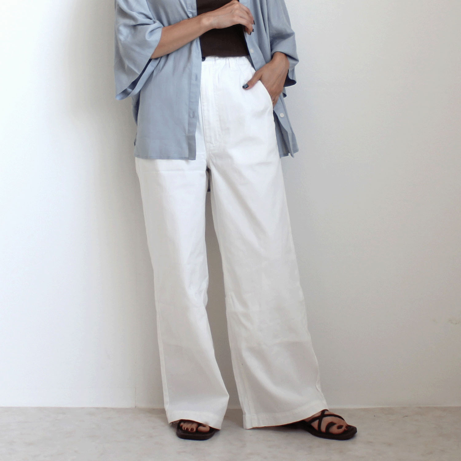 W HEART 麻混デニムワイドパンツ - 画像3