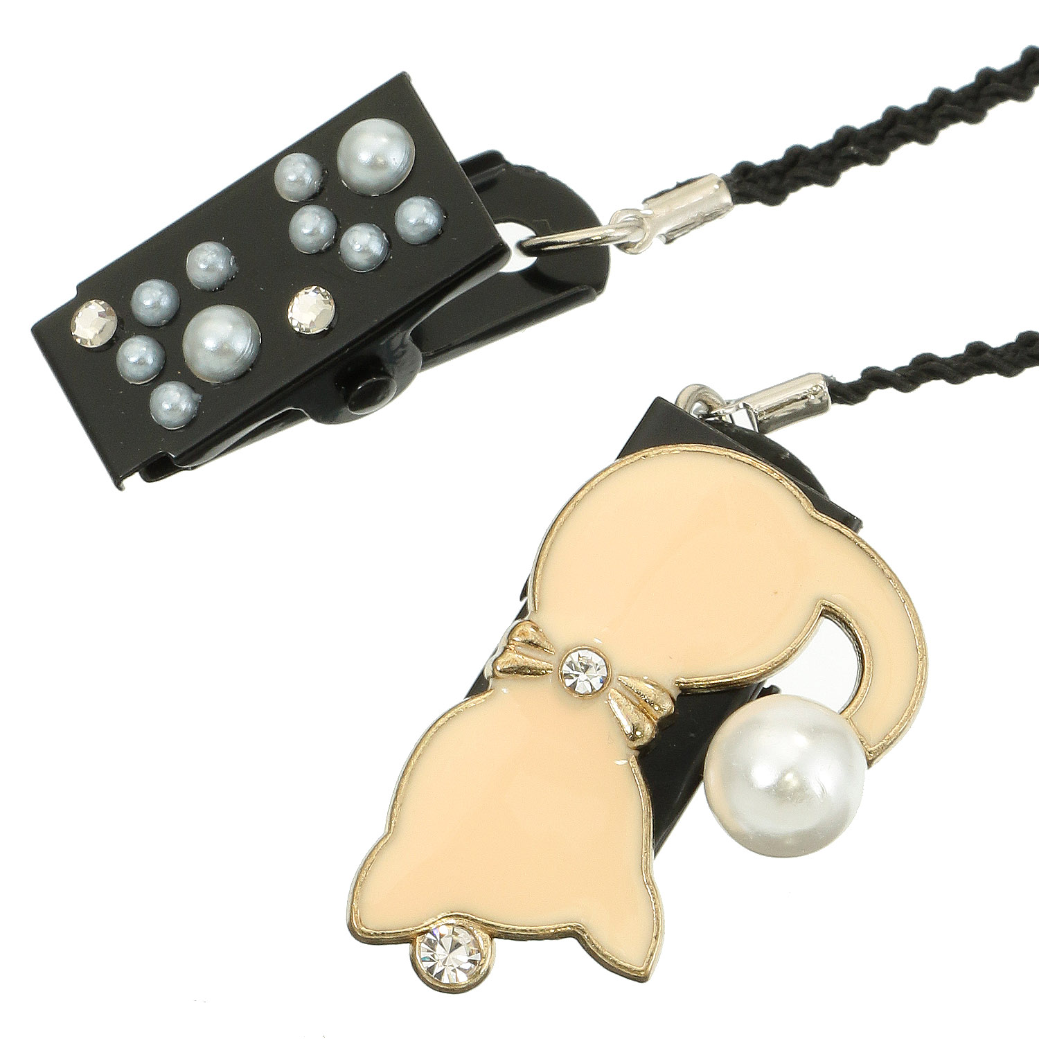 日本製 帽子クリップ 猫＆パール - 画像4