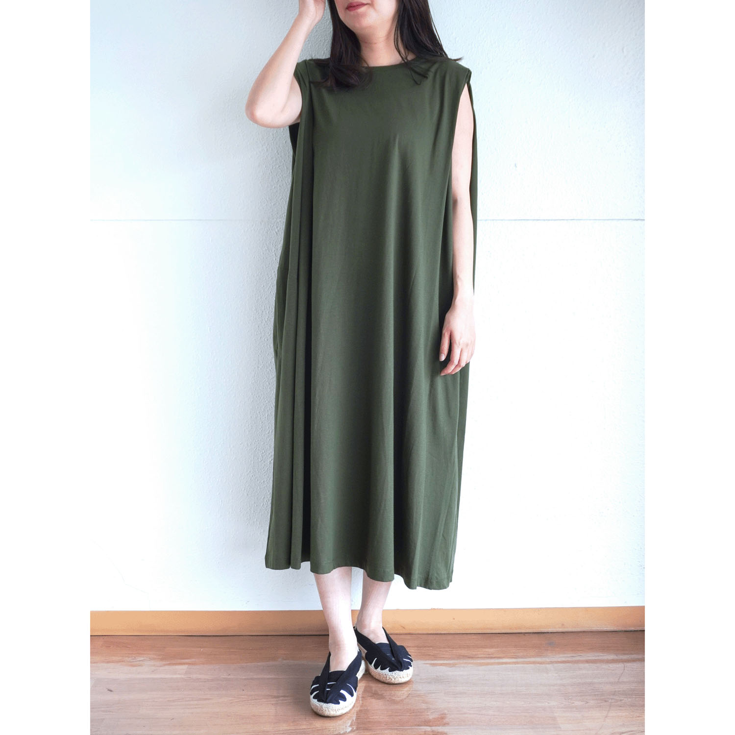 USAスーピマコットンノースリワンピース - 画像10