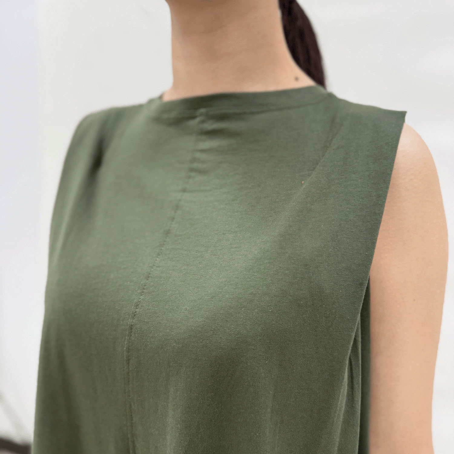 【Insta Live】USAスーピマコットンデザインノースリワンピース - 画像2