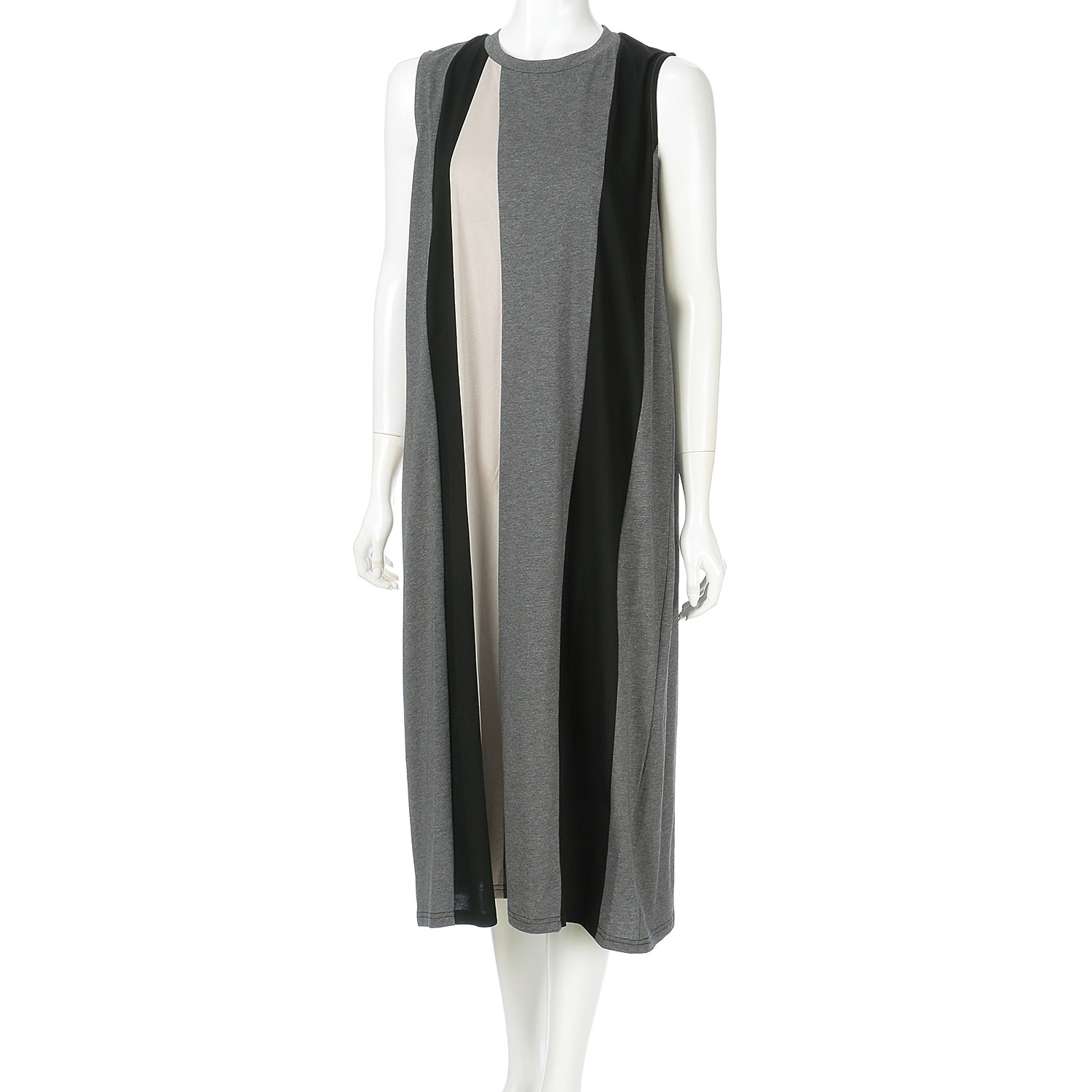 【Insta Live】シルケット天竺配色切替ノースリワンピース - 画像9