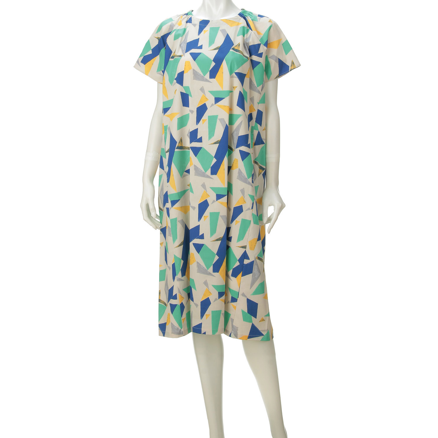 ブロード幾何柄袖フレアワンピース - 画像6