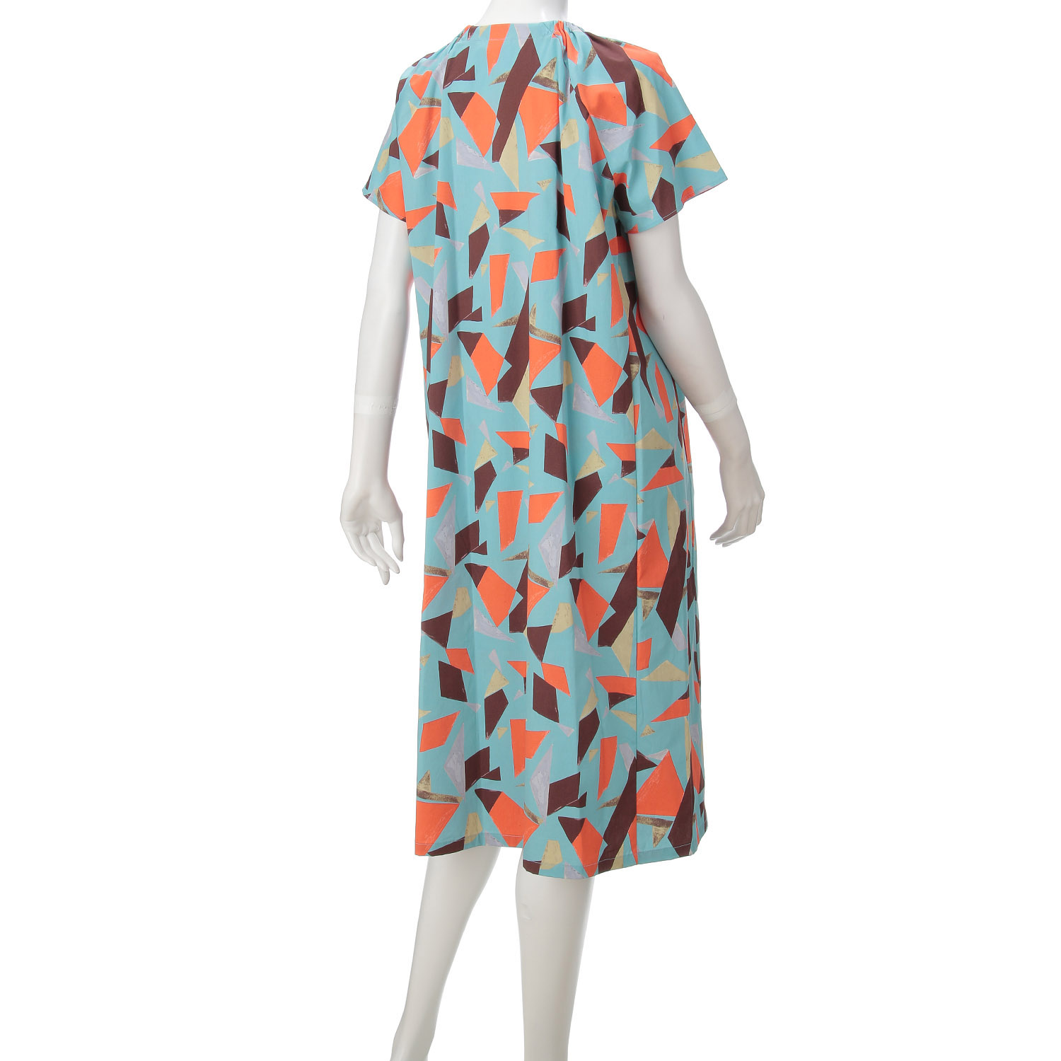 ブロード幾何柄袖フレアワンピース - 画像10