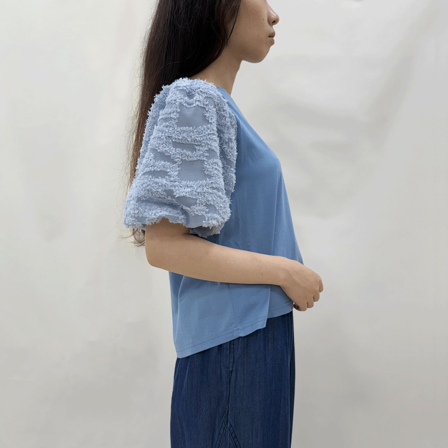 袖シフォン使いTシャツ - 画像3