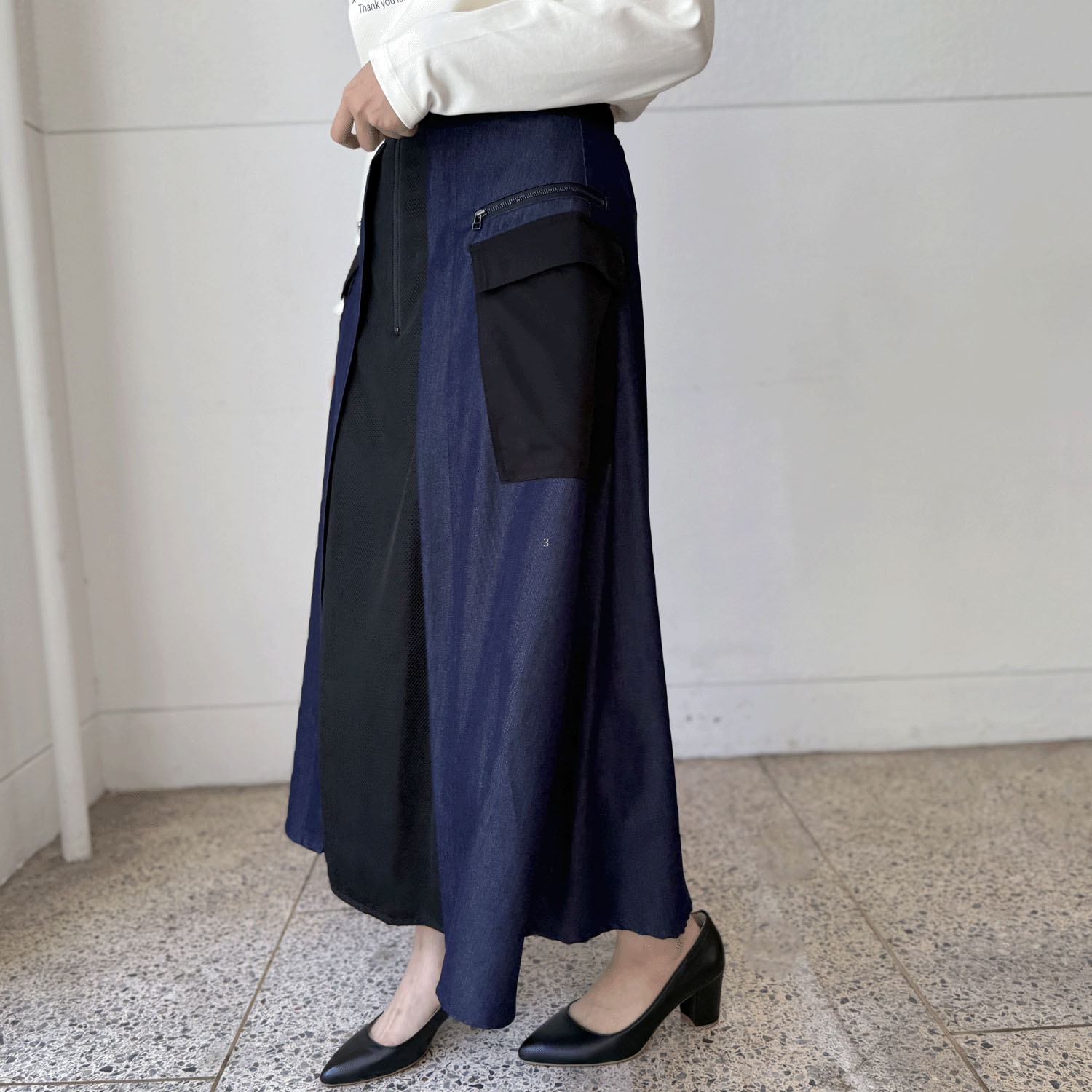 デニム切替スカート - 画像2