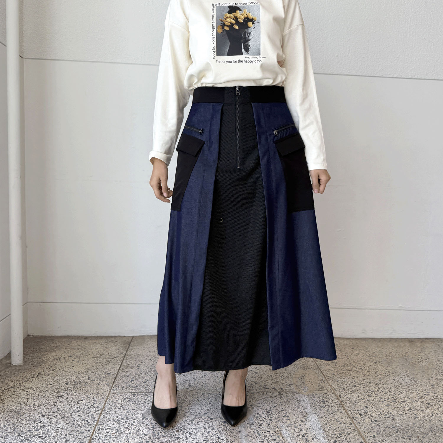 デニム切替スカート - 画像6