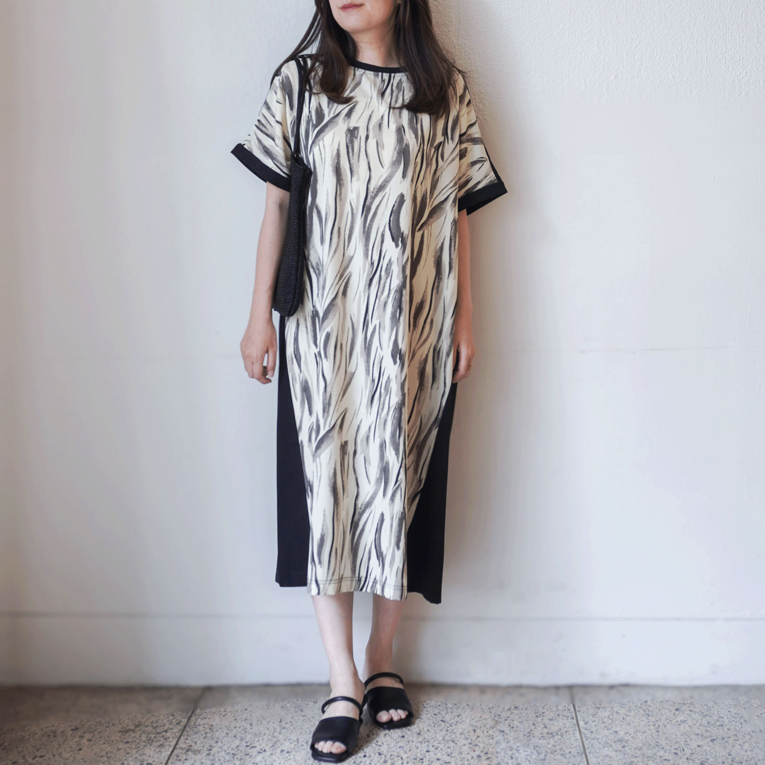 プリント×無地ワンピース - 画像2