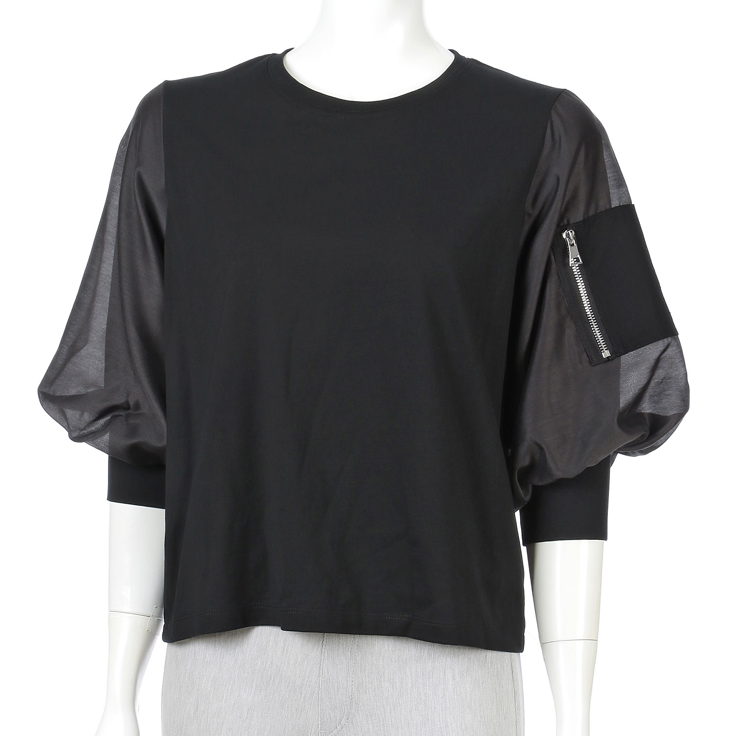 ニット／布帛切替プルオーバー - 画像4