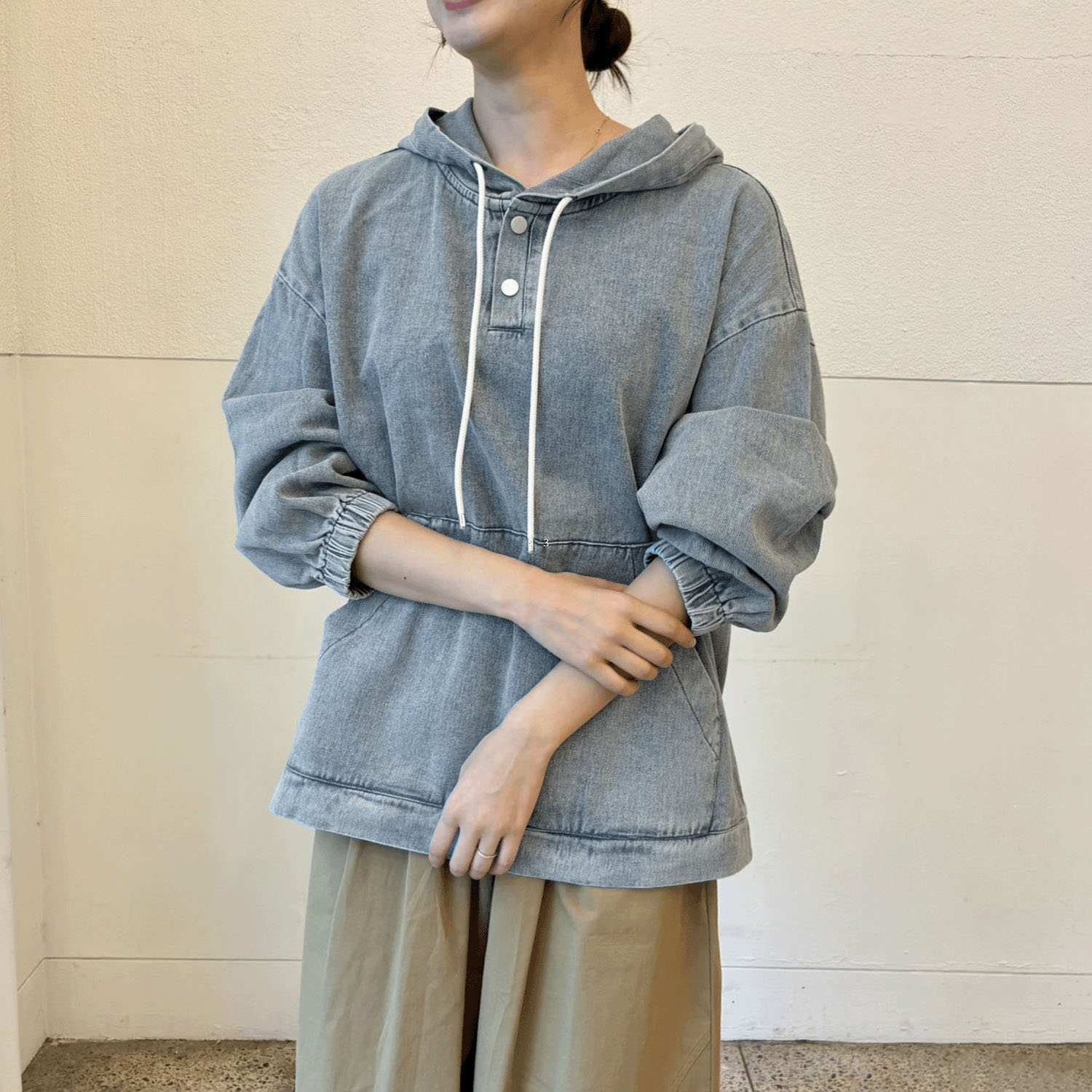 【CUBE SUGAR】ピグメント染めフード付きシャツパーカー - 画像6