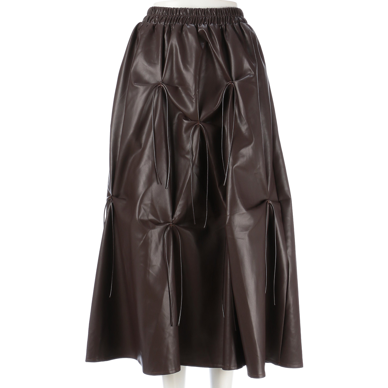 フェイクレザーフレアスカート