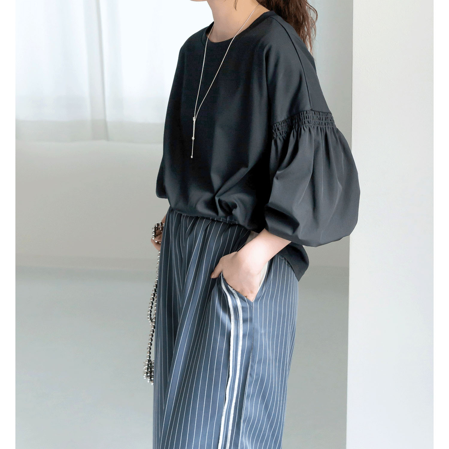 【my life】袖布帛切替プルオーバー - 画像4