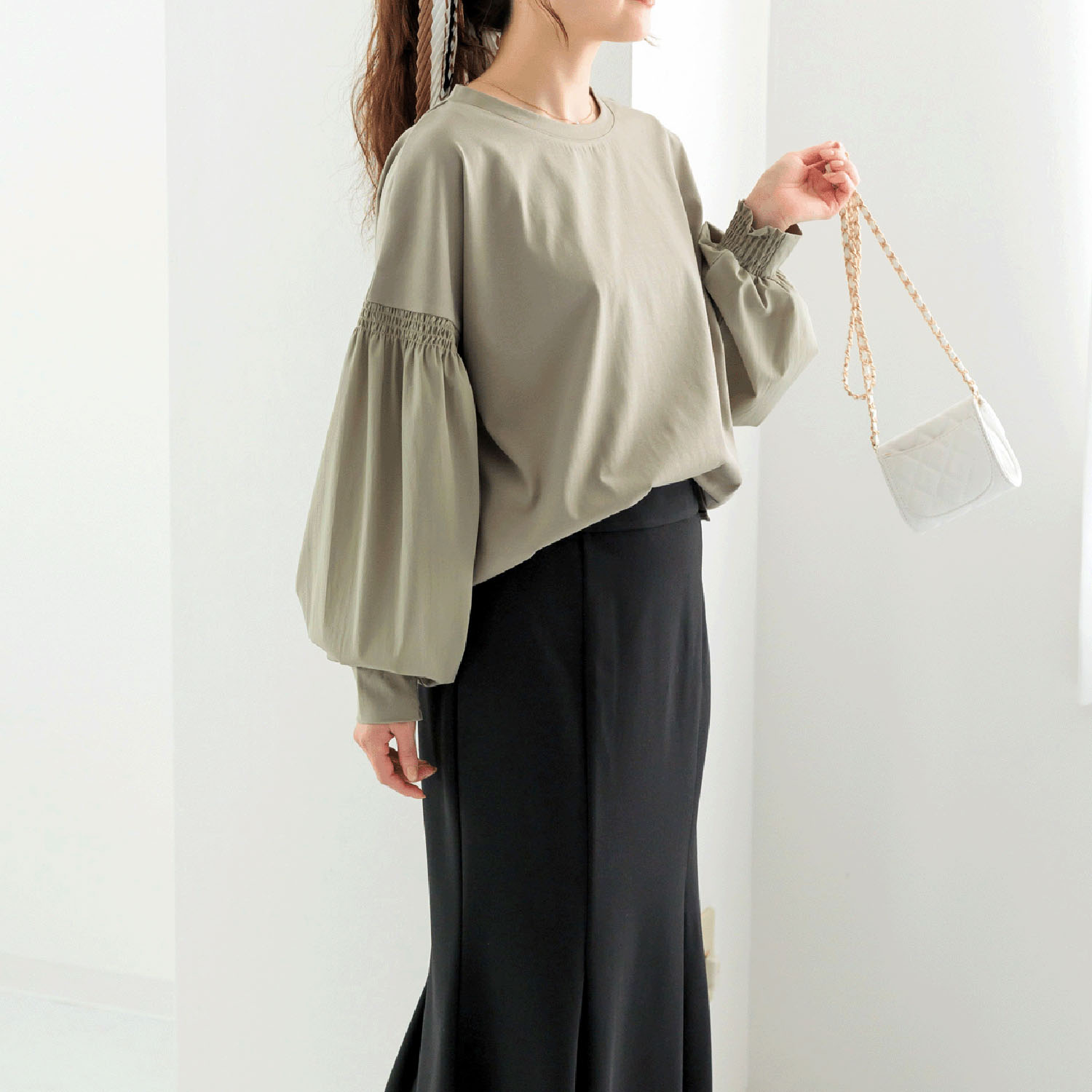 【my life】袖布帛切替プルオーバー