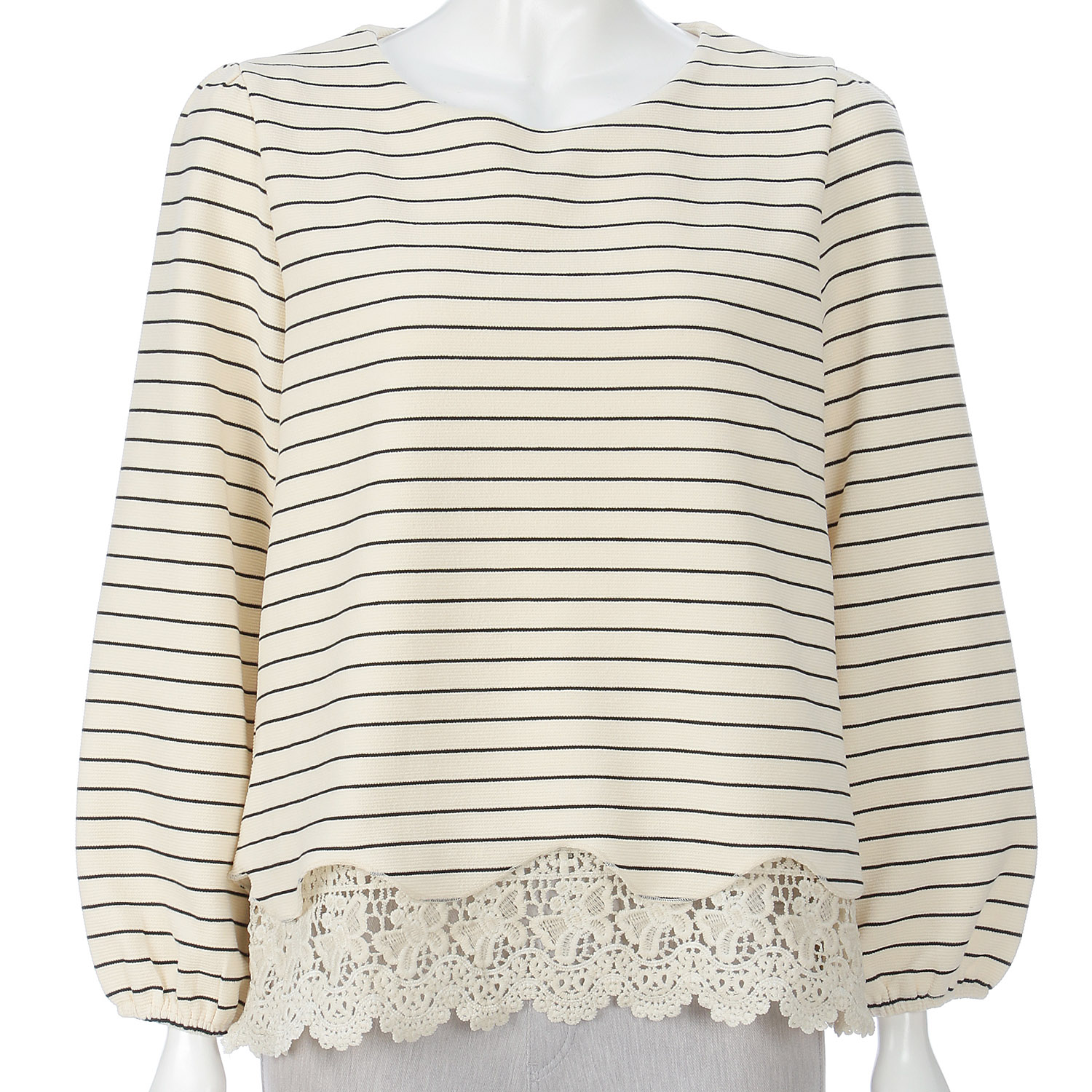 裾レースボーダープルオーバー - 画像3