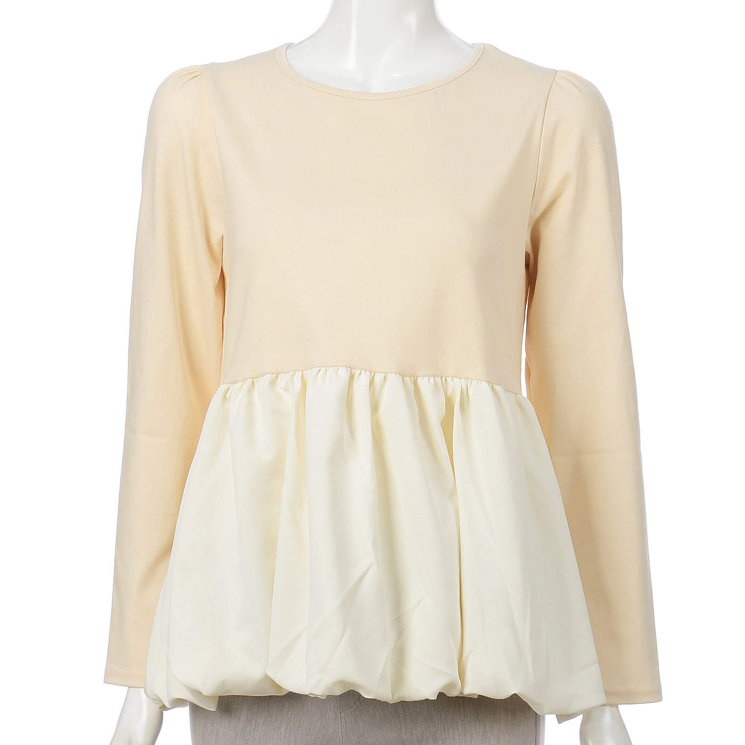 バルーン裾クルーネックプルオーバー - 画像1