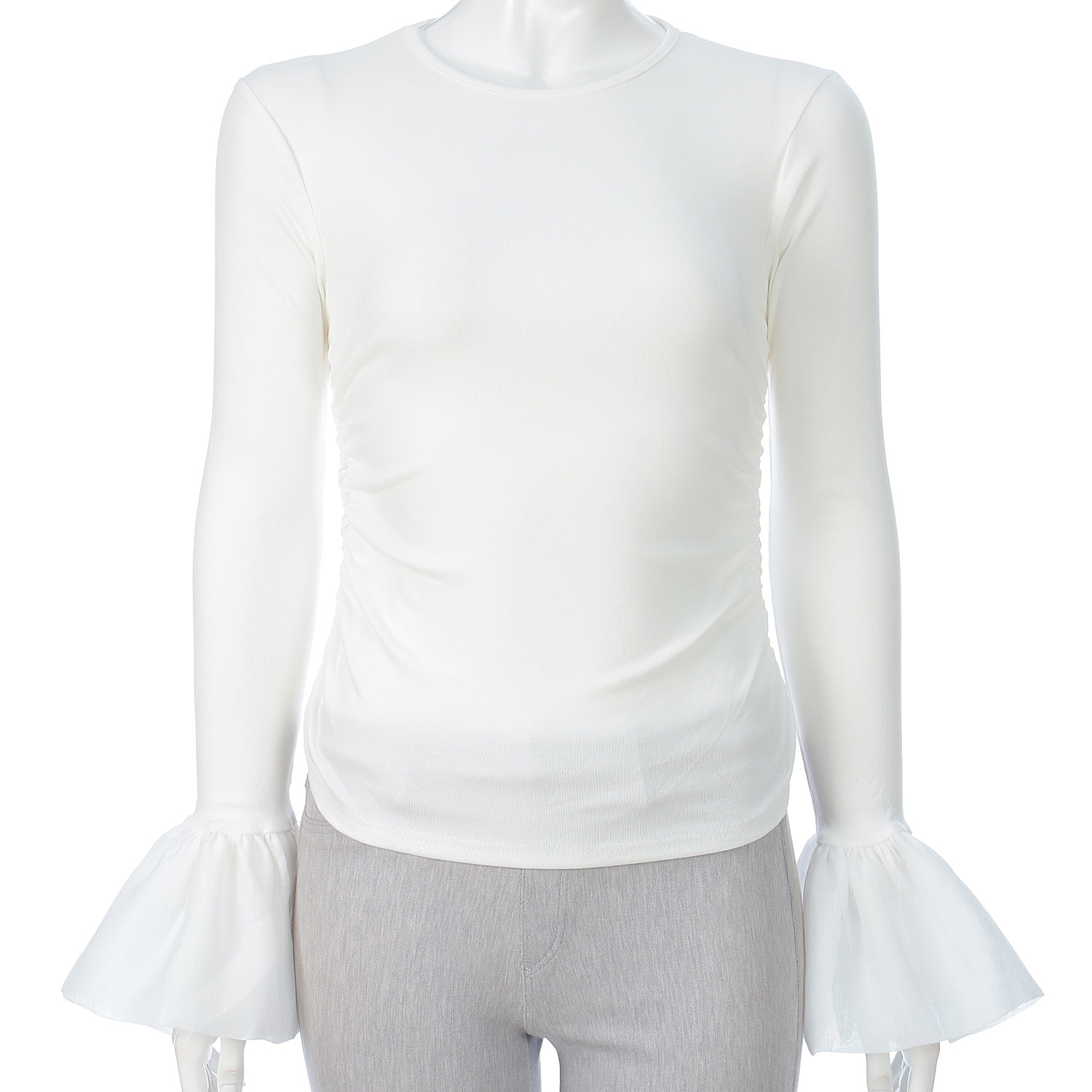 フレア袖シャーリングトップス