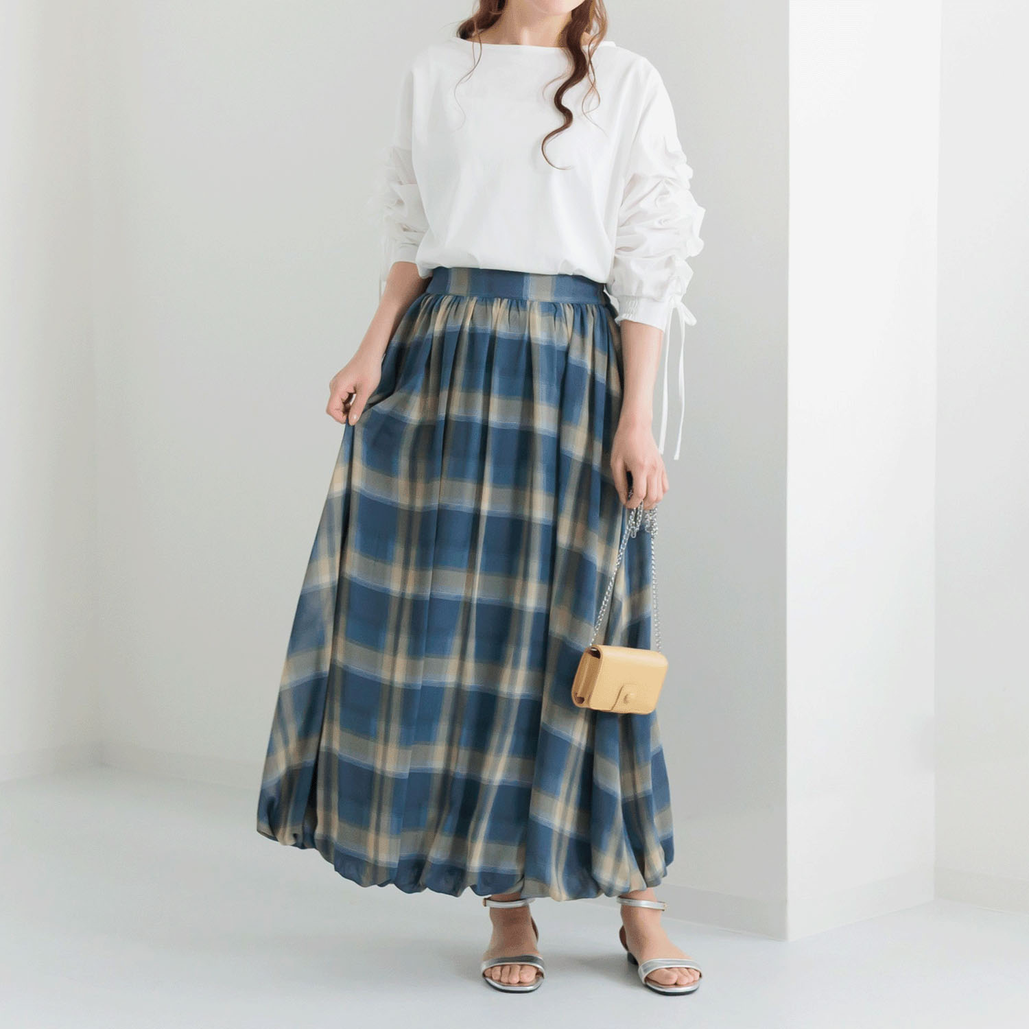 【my life】シアーチェックバルーンスカート