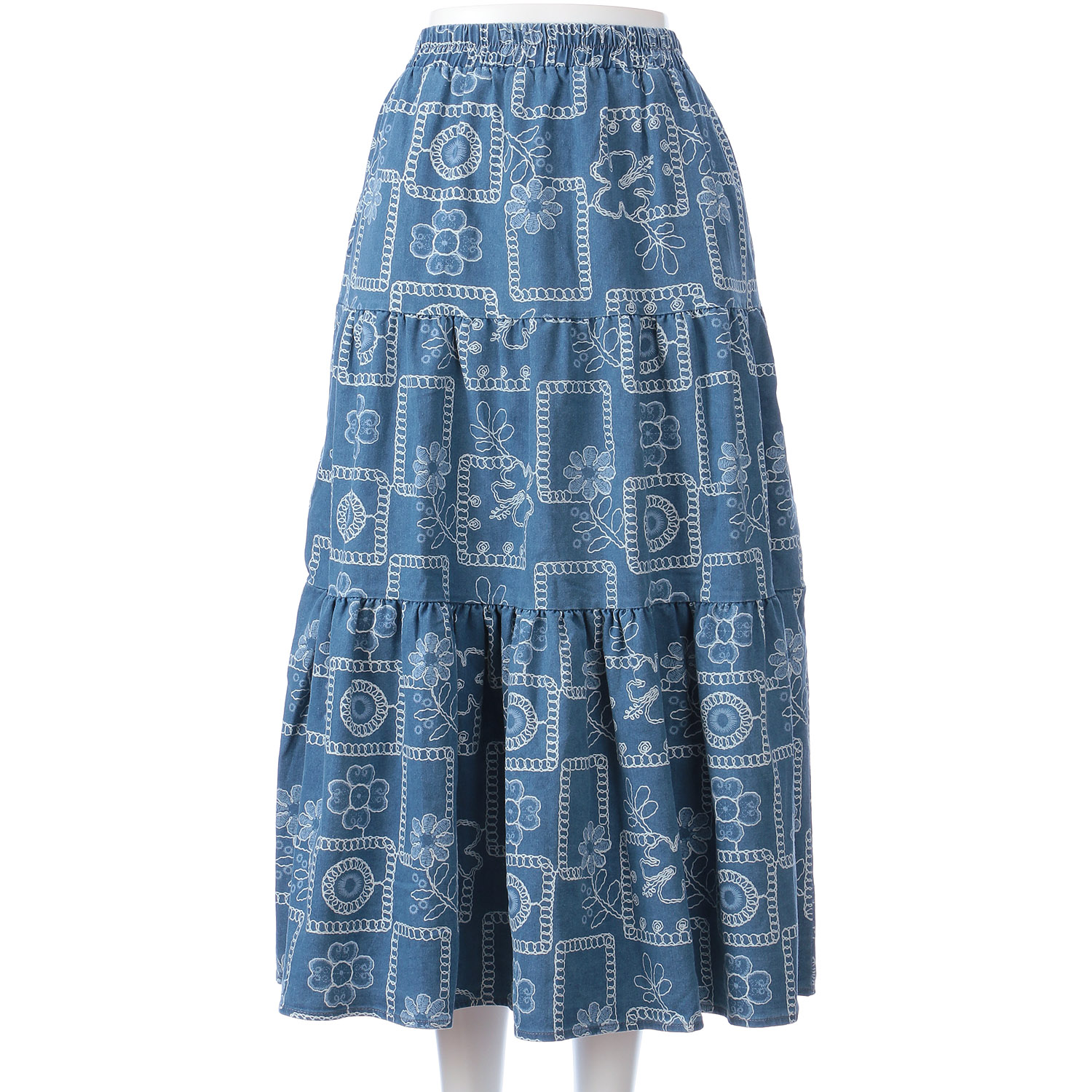 KhakiKoji ボタニカル刺繍調スカート