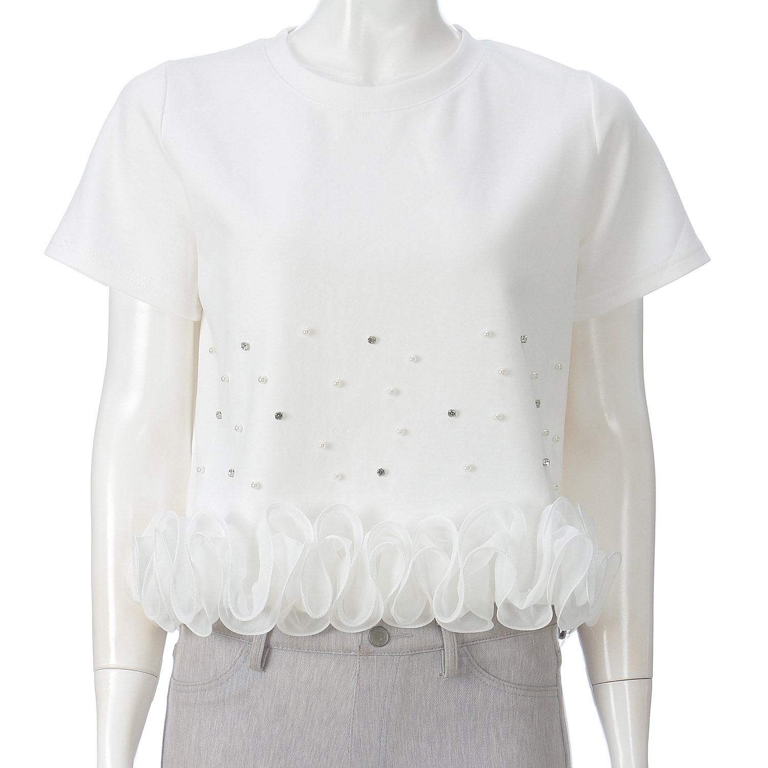 【Insta Live】VERITE オーガンジーフリル半袖プルオーバー