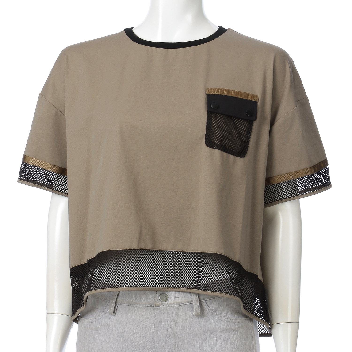 メッシュアクセントバイカラープルオーバー