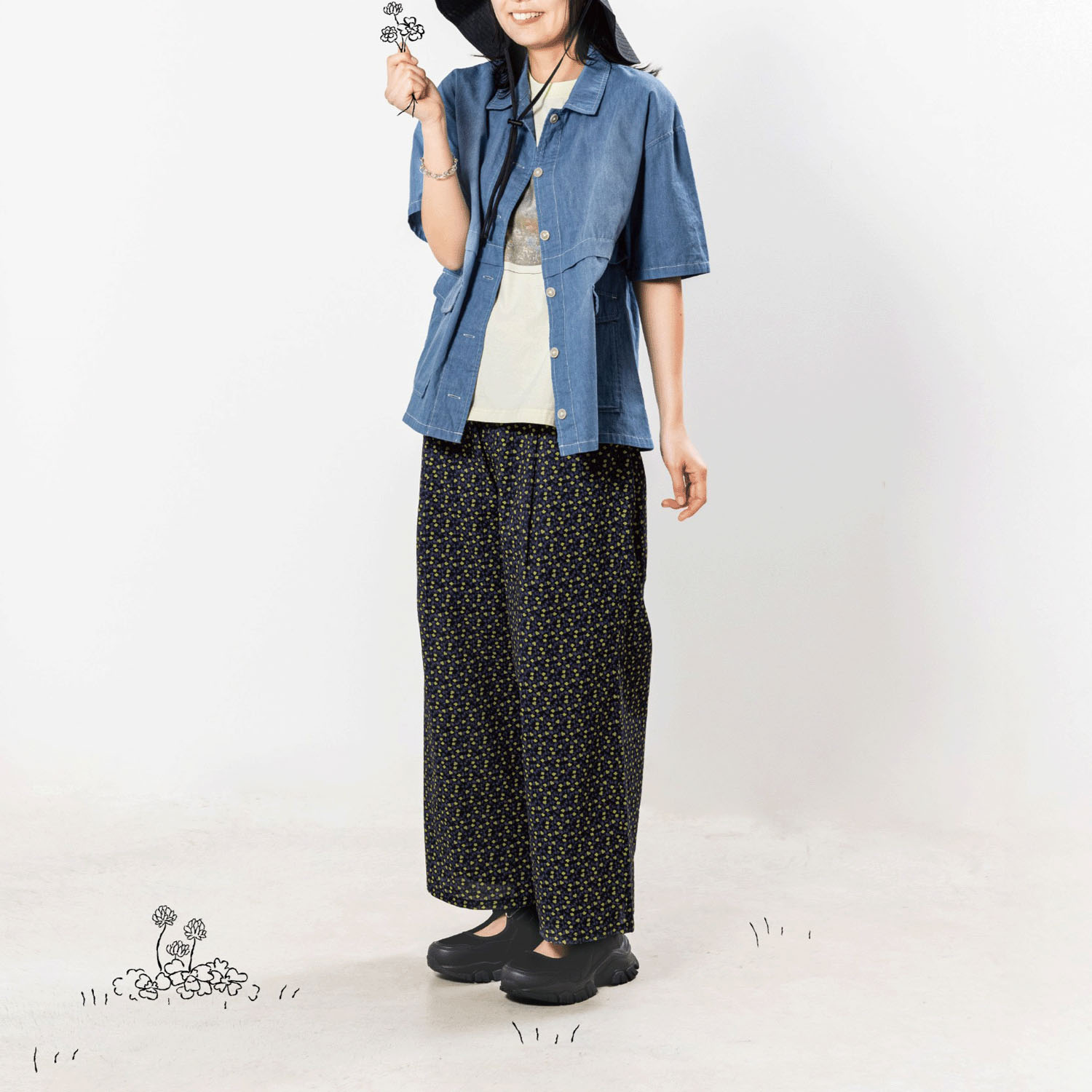 Northern Truck フラワープリントワイドパンツ - 画像11