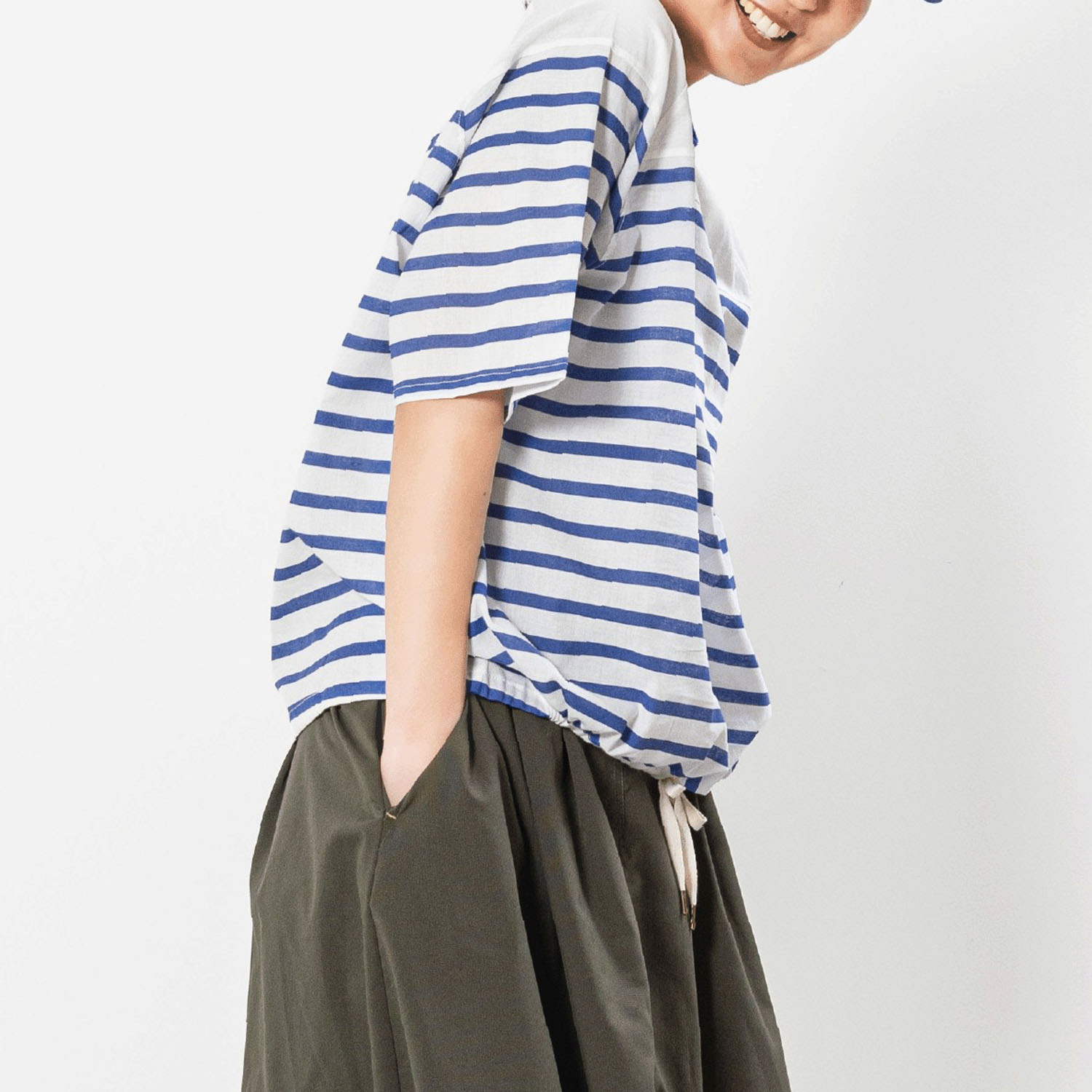 Northern Truck ボーダープリントラグランプルオーバー - 画像7