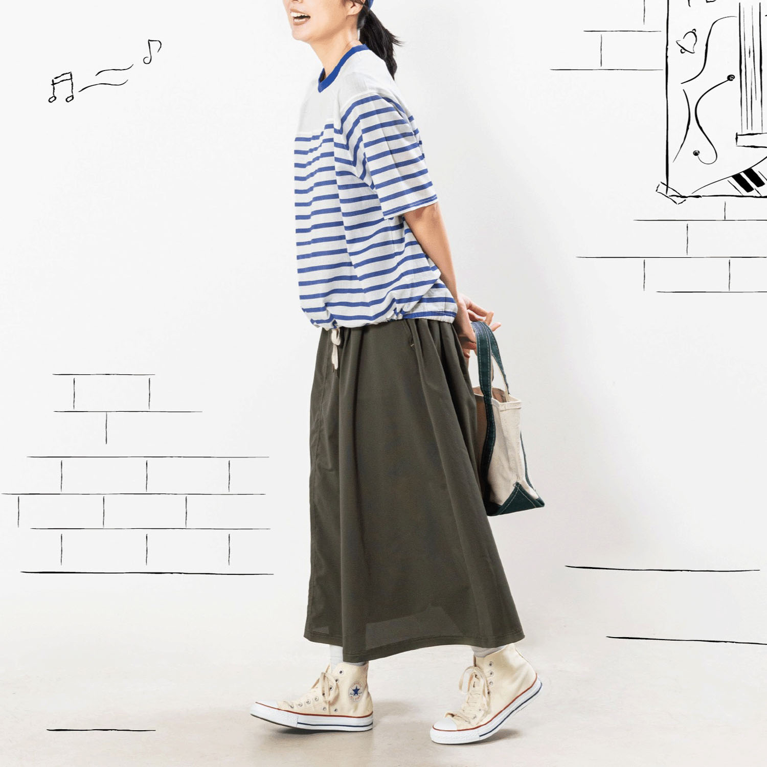 Northern Truck ボーダープリントラグランプルオーバー - 画像9