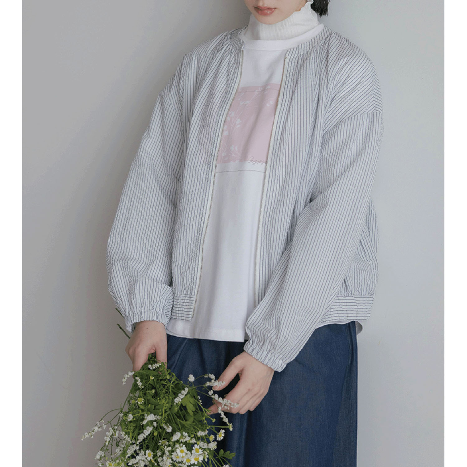 LILASIC リップルストライプブルゾン