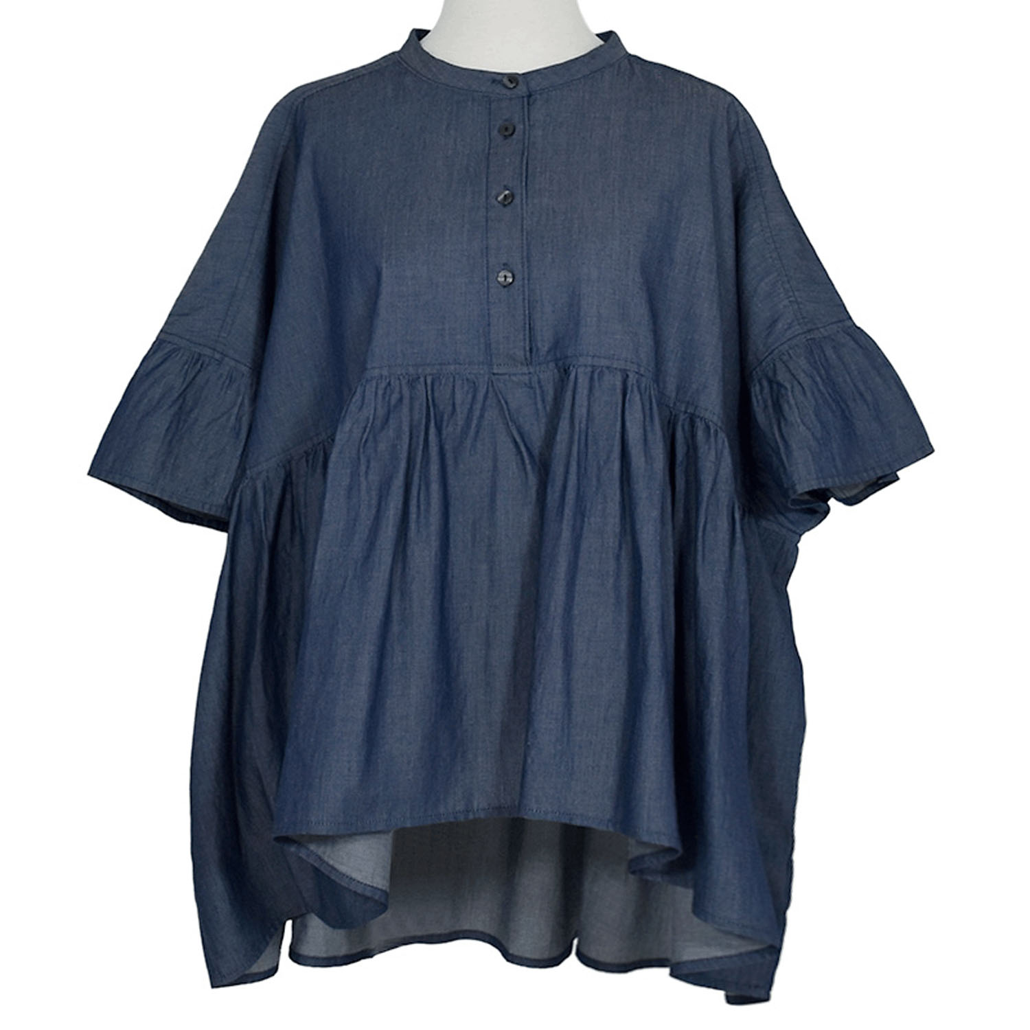 LILASIC エアリーデニムギャザーブラウス - 画像10