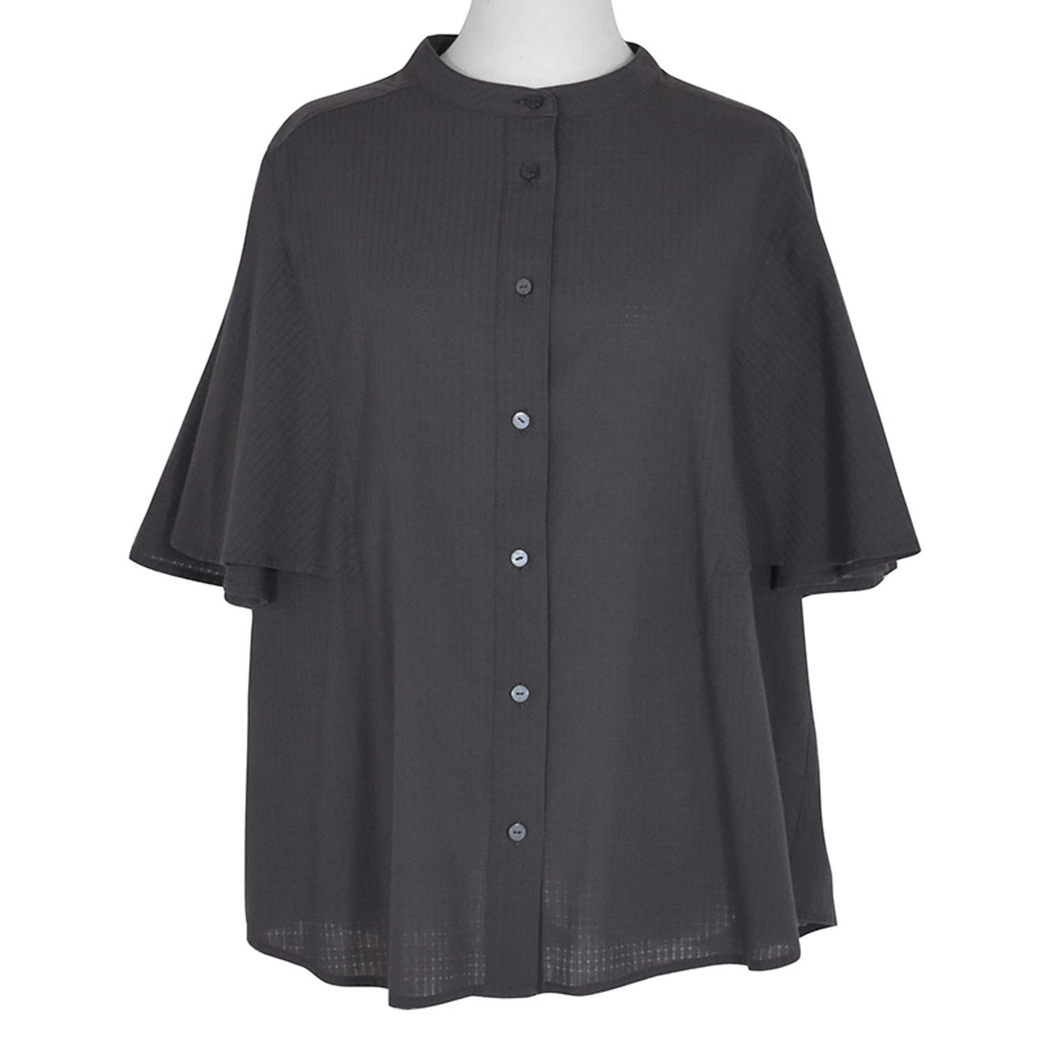 LILASIC アキハチェックフレアスリーブブラウス - 画像3