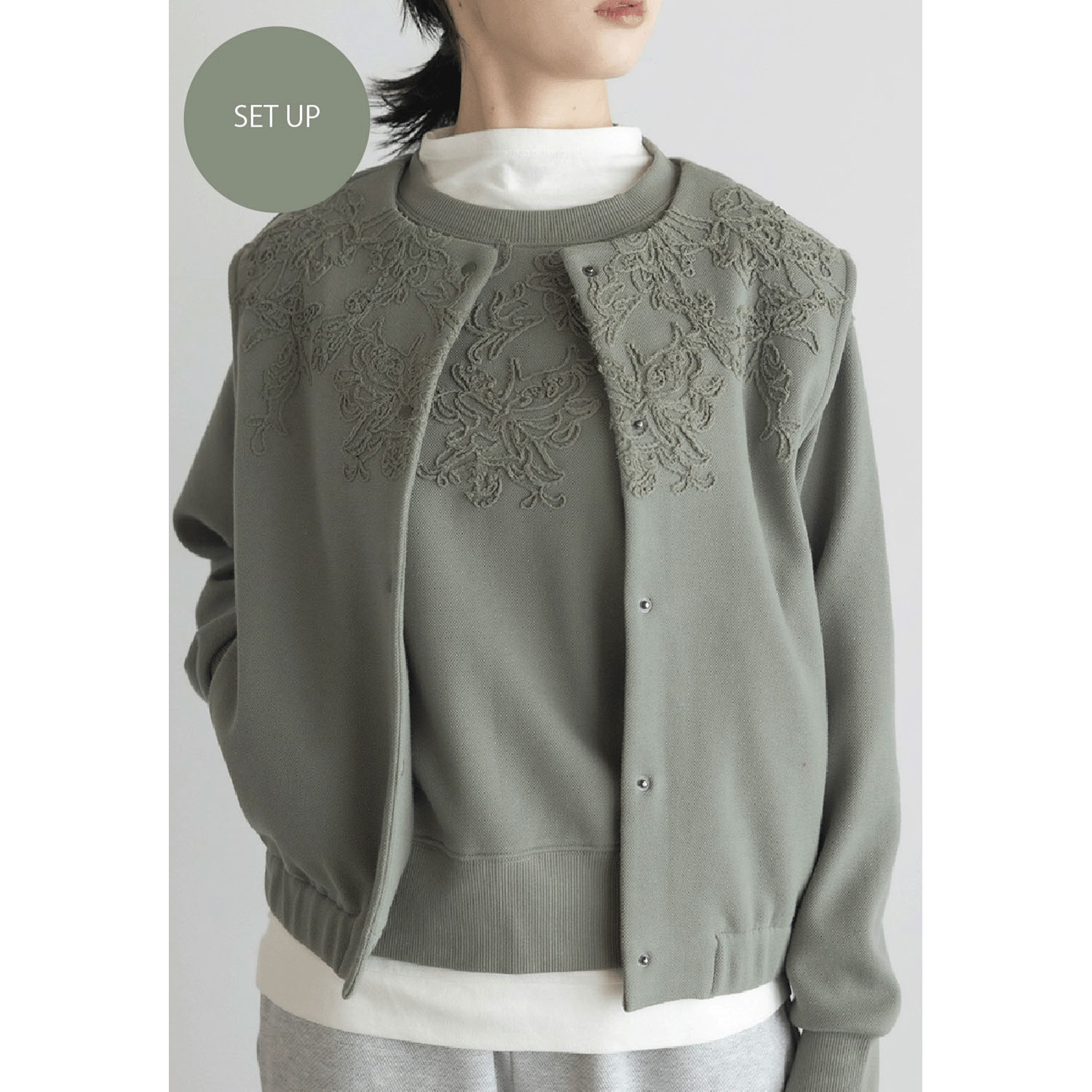 LILASIC 接結ジャカードボトルネックプルオーバー - 画像8