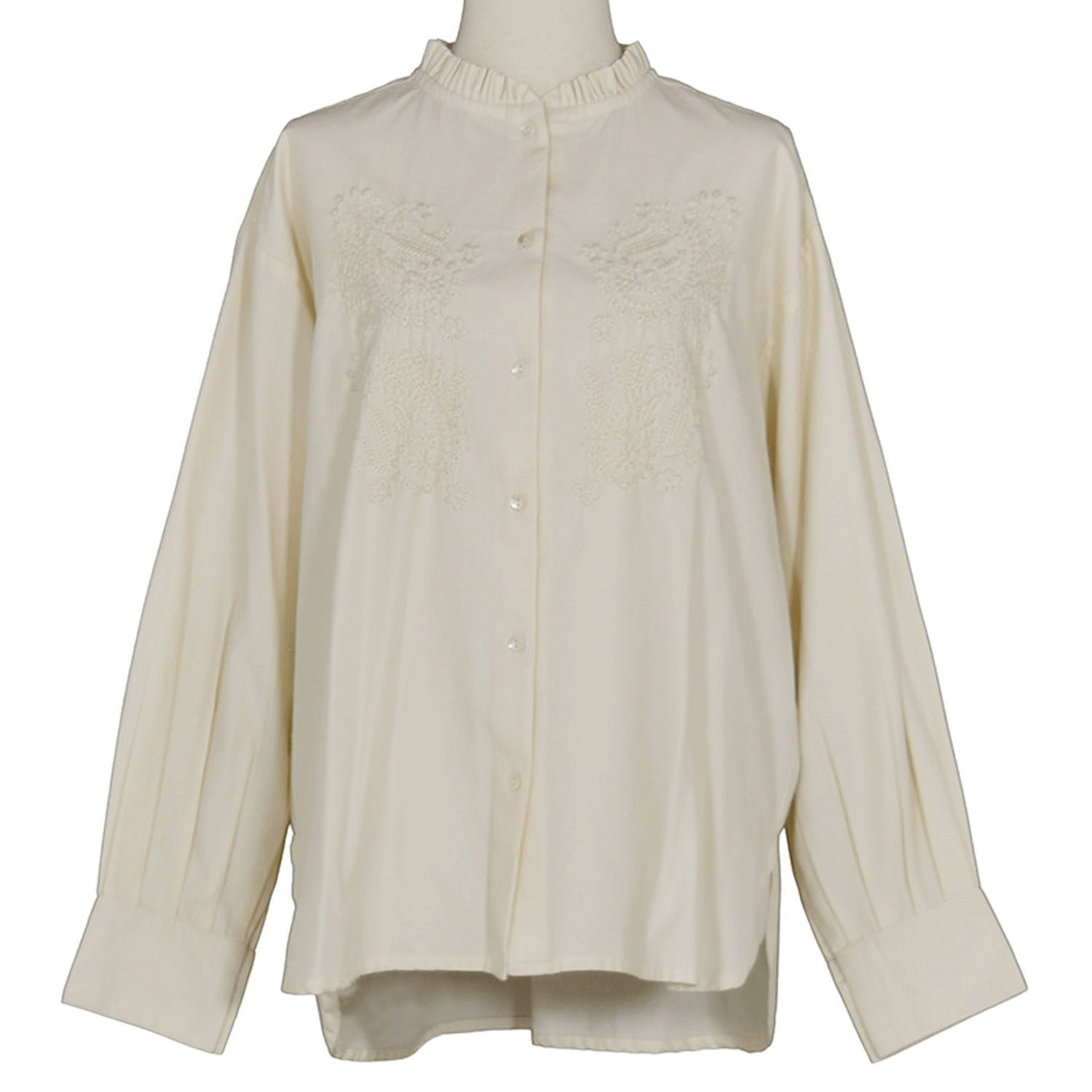 LILASIC フリルカラー刺しゅうブラウス - 画像6