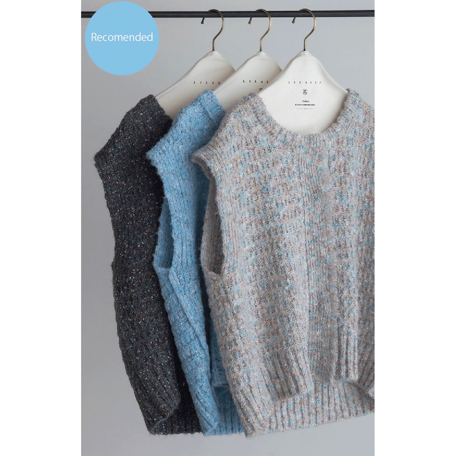 LILASIC カラーネップニットベスト - 画像2