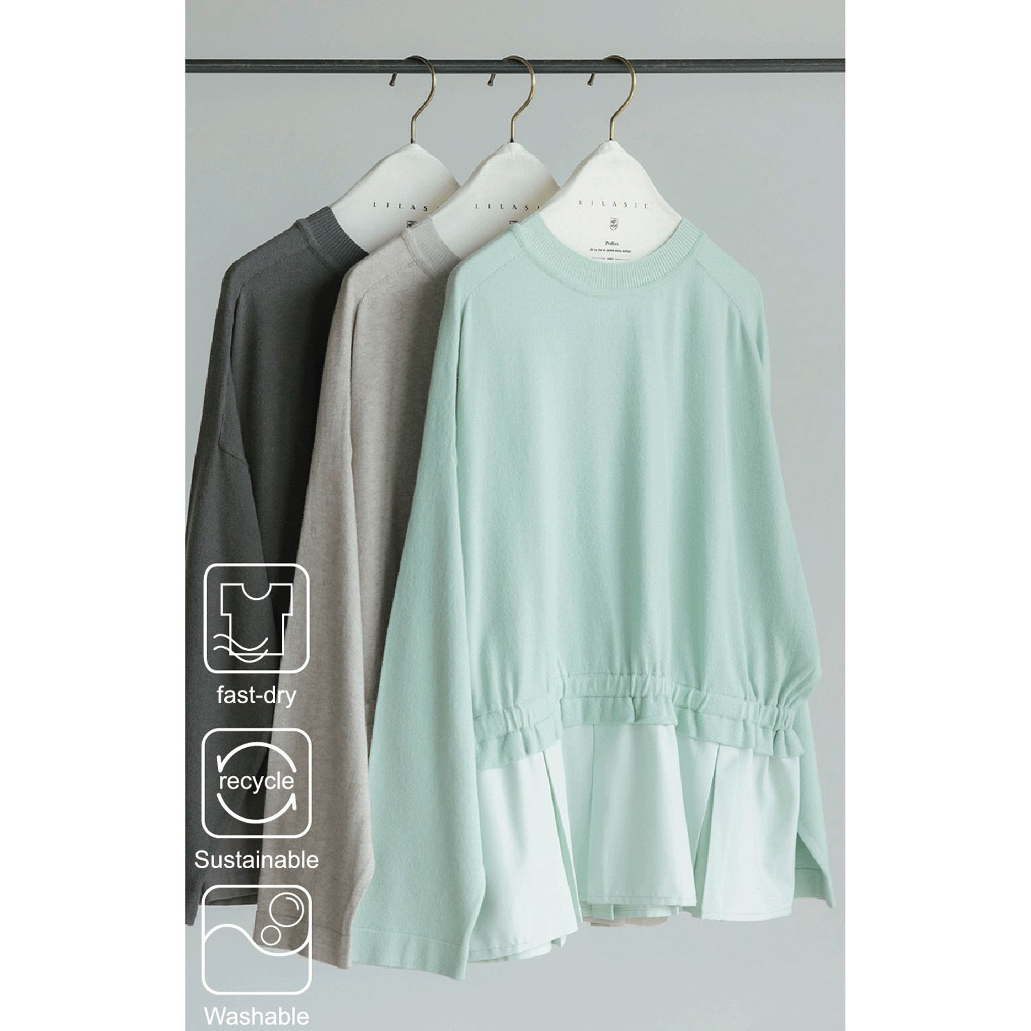 LILASIC コットンリネン布帛コンビプルオーバー - 画像2