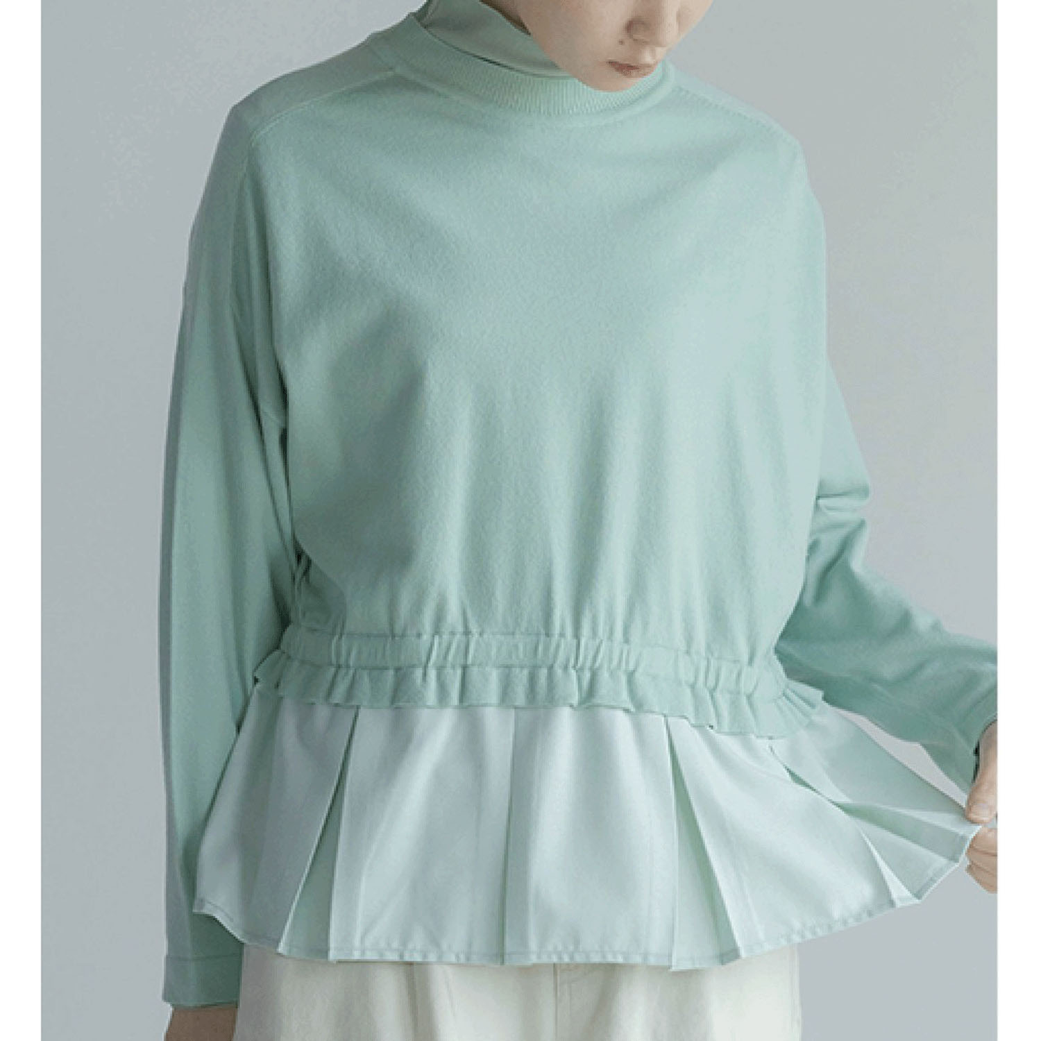 LILASIC コットンリネン布帛コンビプルオーバー