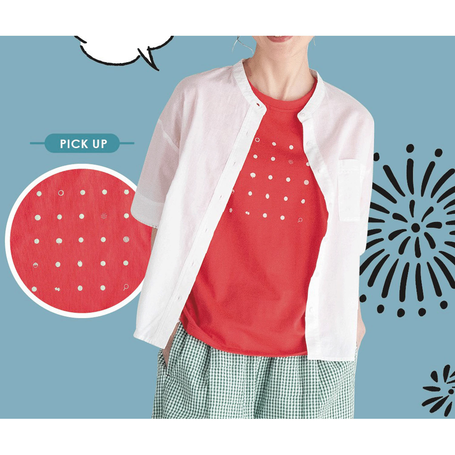 Keitto お祭りドットプリントTシャツ - 画像6