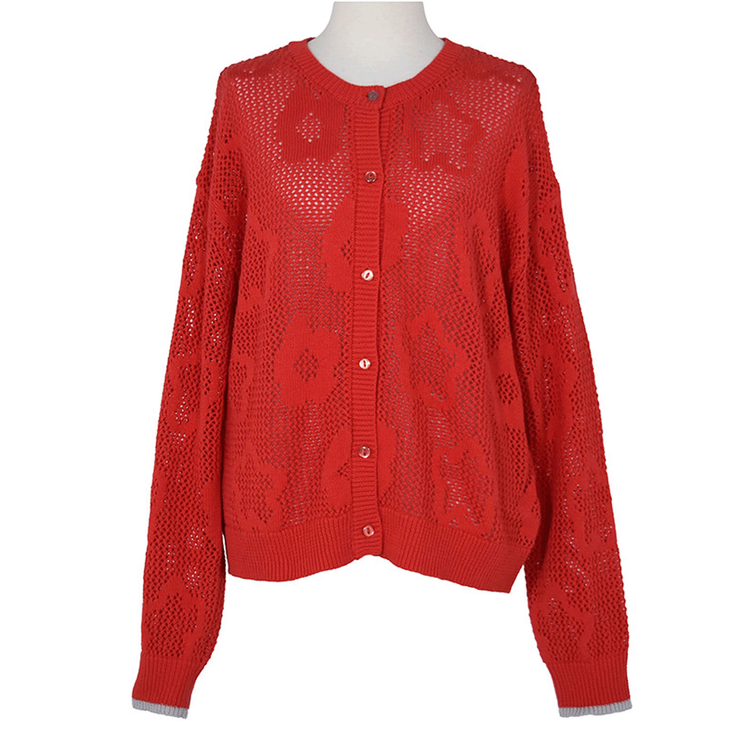 Keitto お花メッシュジャカードニットカーディガン - 画像8