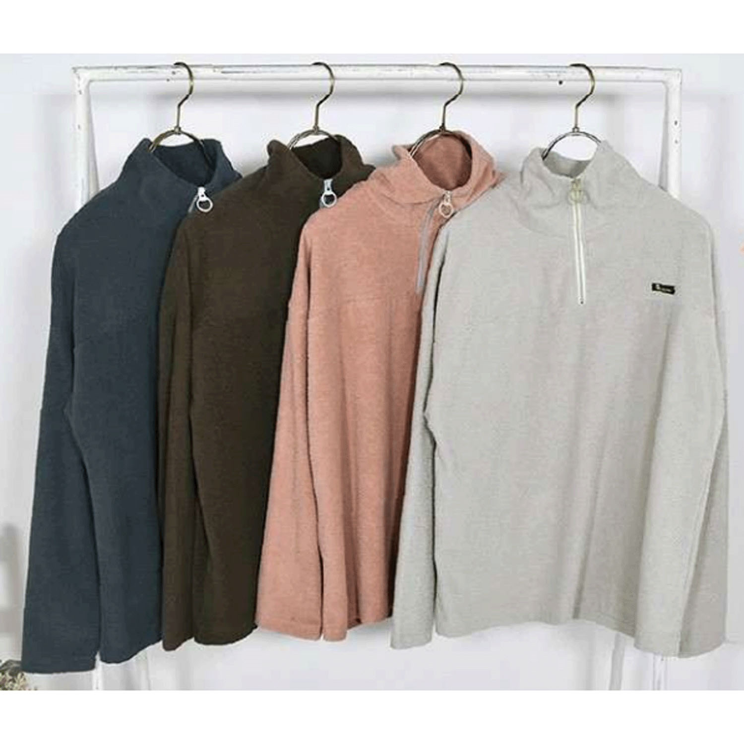 Keitto 配色ファスナー付きモコモコプルオーバー