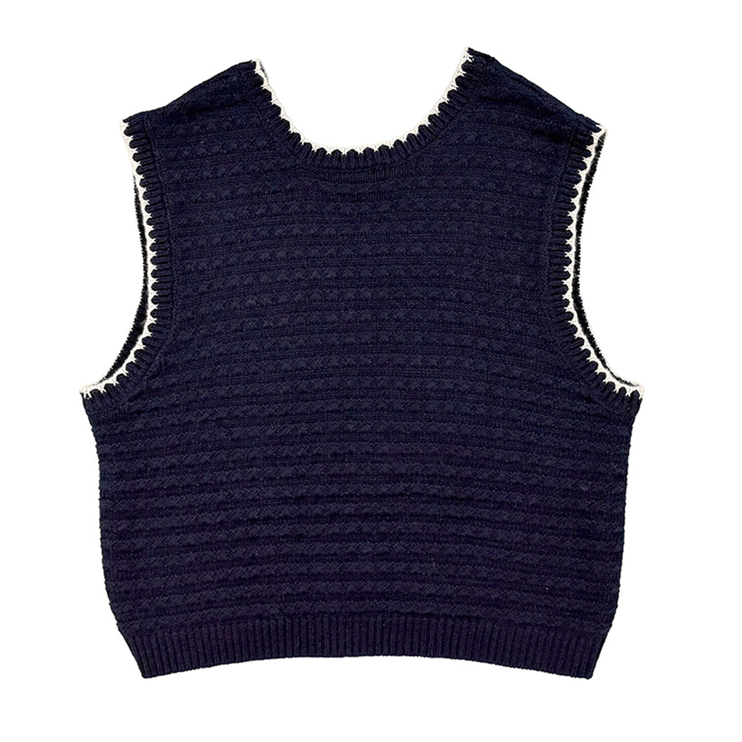 Keitto ブランケットステッチ入り前後着用ニットベスト - 画像13