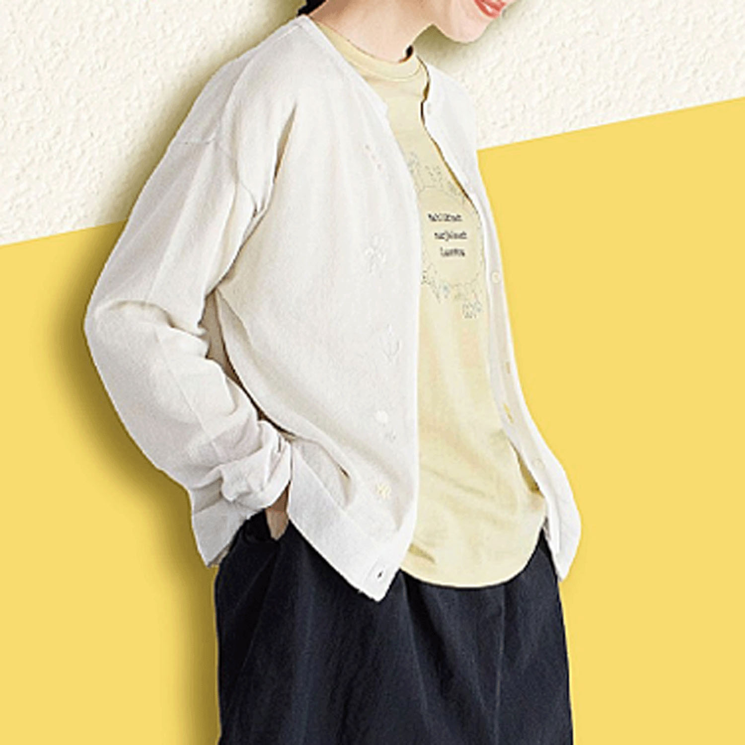 Keitto 草花刺繍シアーニットカーディガン - 画像5