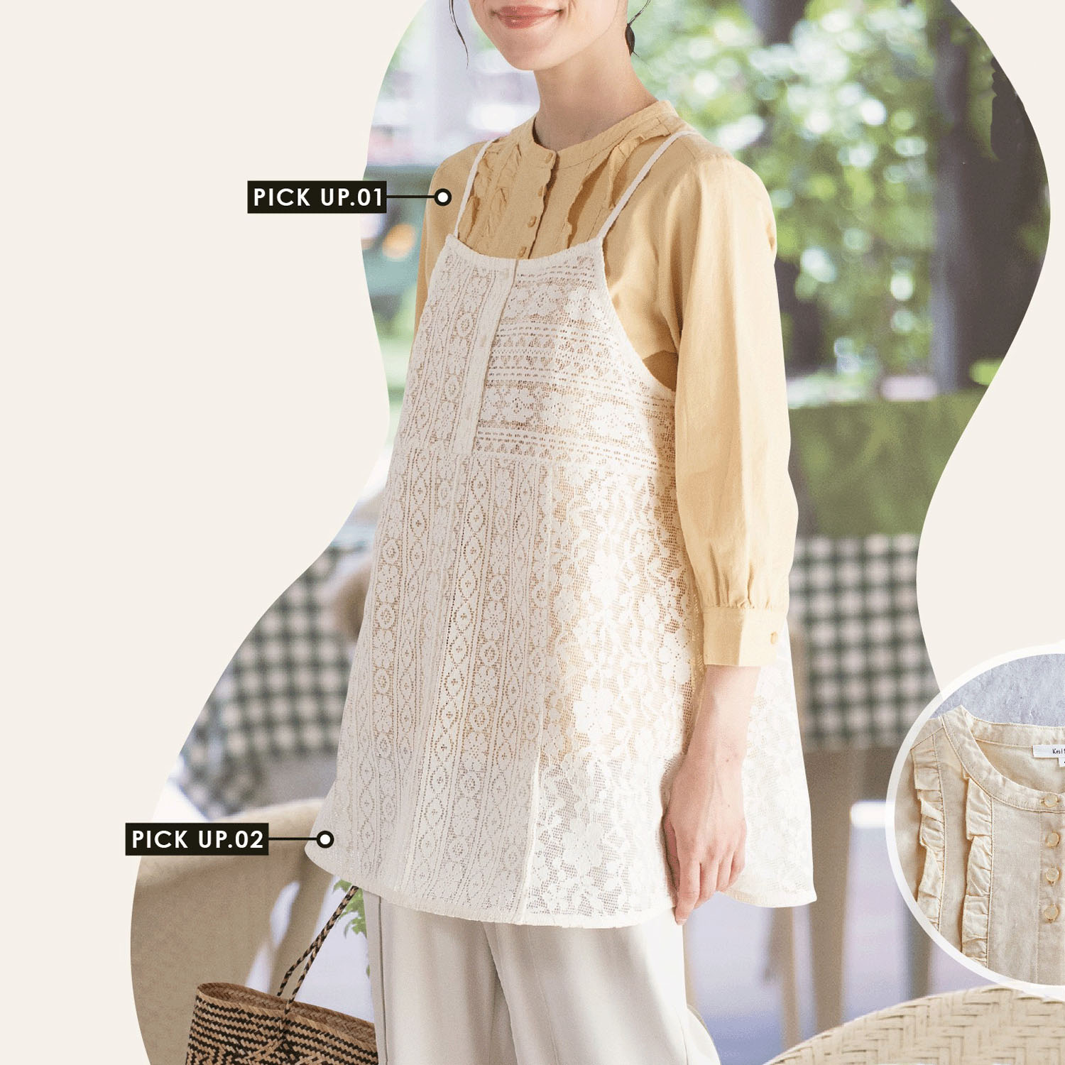 Keitto レース＆ドットキャミソール - 画像4