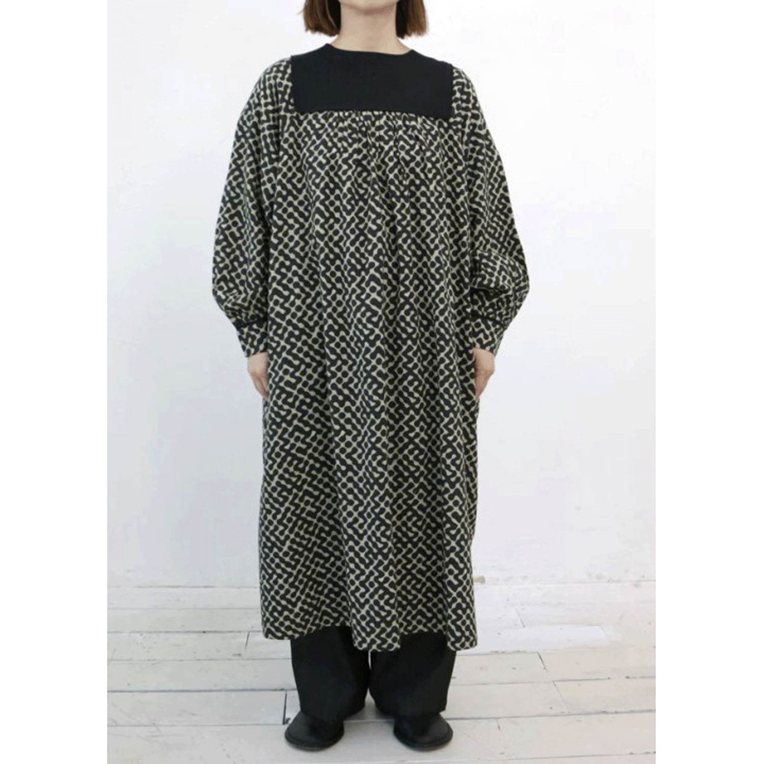 douxbleu インドプリントキルトヨークワンピース - 画像2