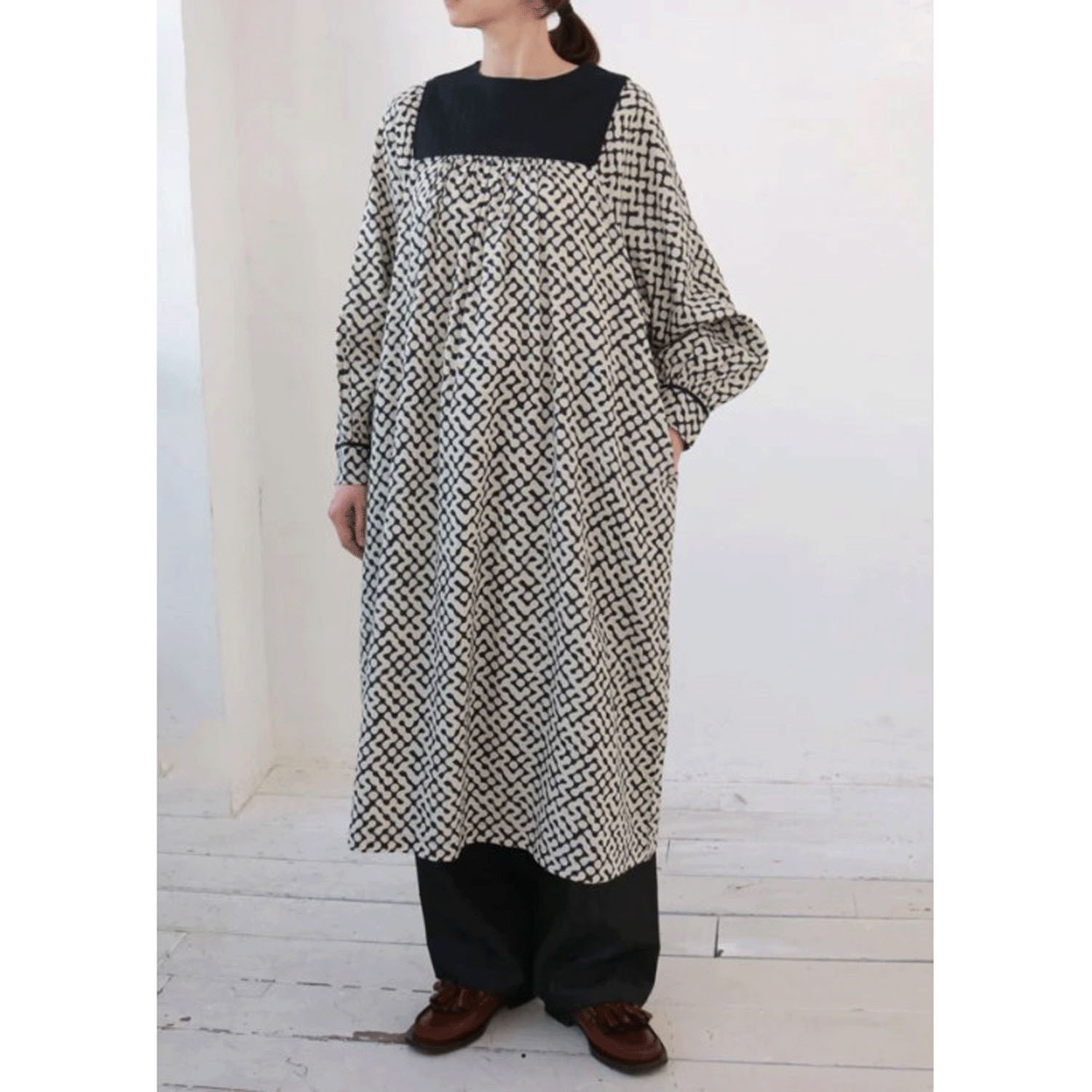 douxbleu インドプリントキルトヨークワンピース - 画像7